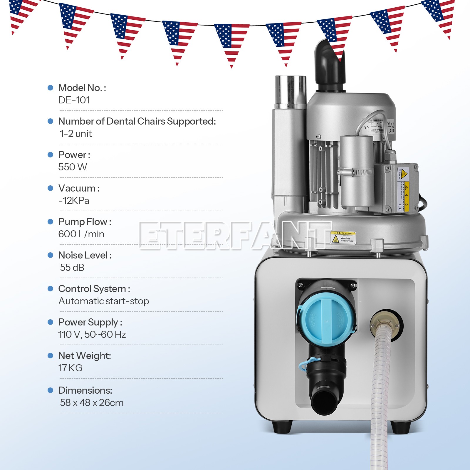 Dental Cart Delivery Unit With Air Compressor/Electric Suction Unit System US