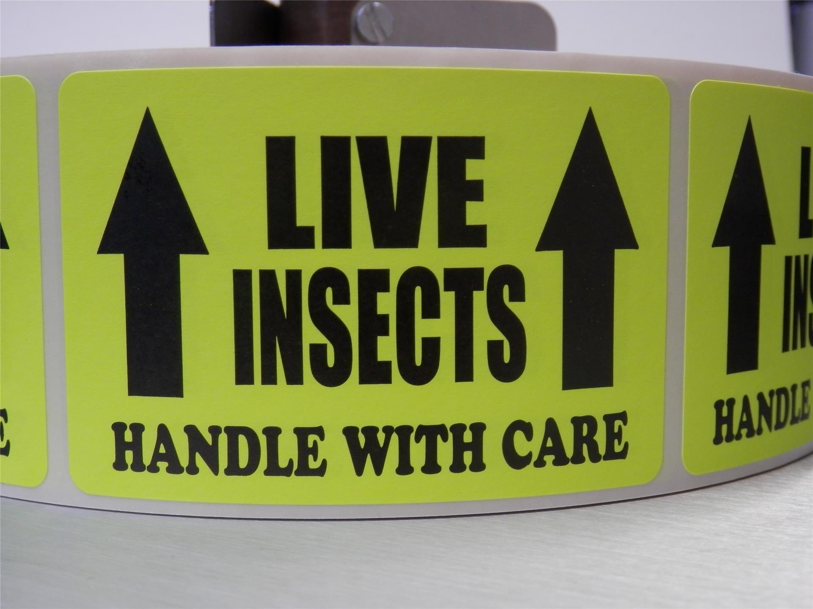 250 stickers, LIVE INSECTS HANDLE WITH CARE 2×3 Labels fluorescent chartreuse