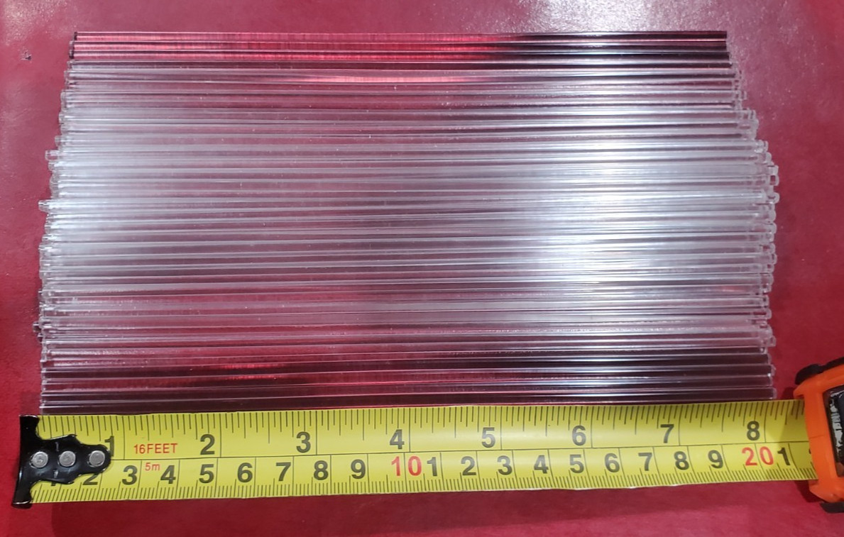 120 pcs of 1/8″ dia. clear acrylic round rod x 8.250″ long