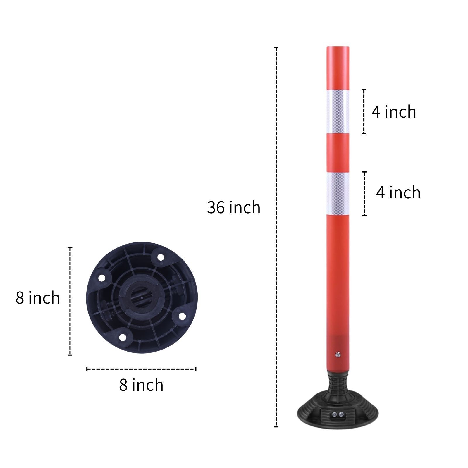 8Pack 36inch Orange Traffic Delineator Posts High Visibility Reflective Safety