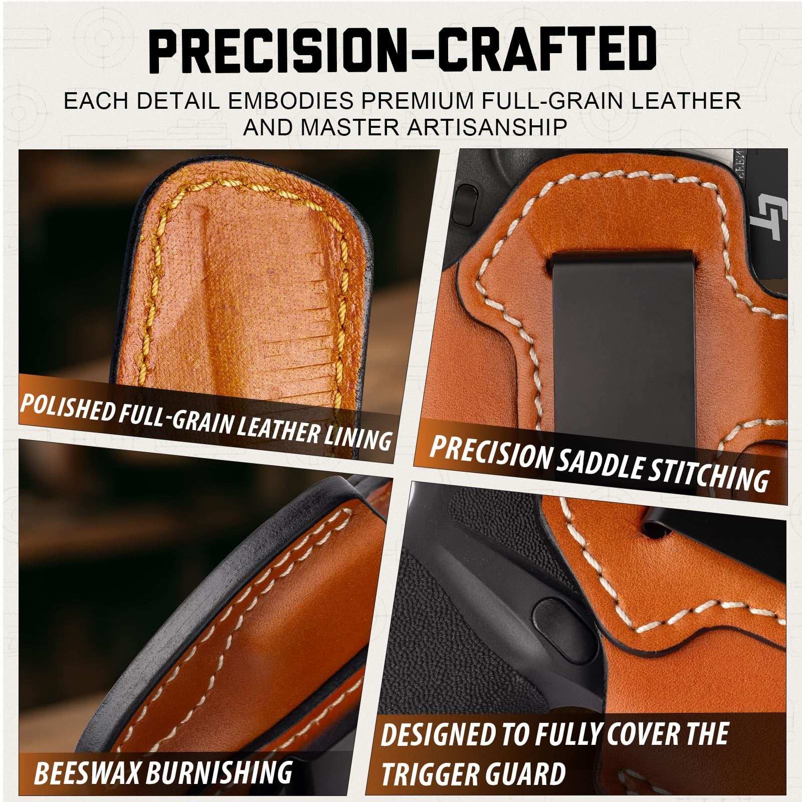 Universal IWB Leather Holster for P365/P365XL, Hellcat, G43/G48, G43X MOS/G48…