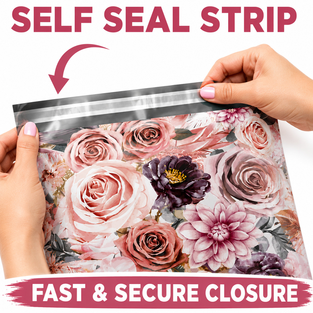 10×13 Boho Floral Designer Poly Mailers Boutique Shipping Bags Cute