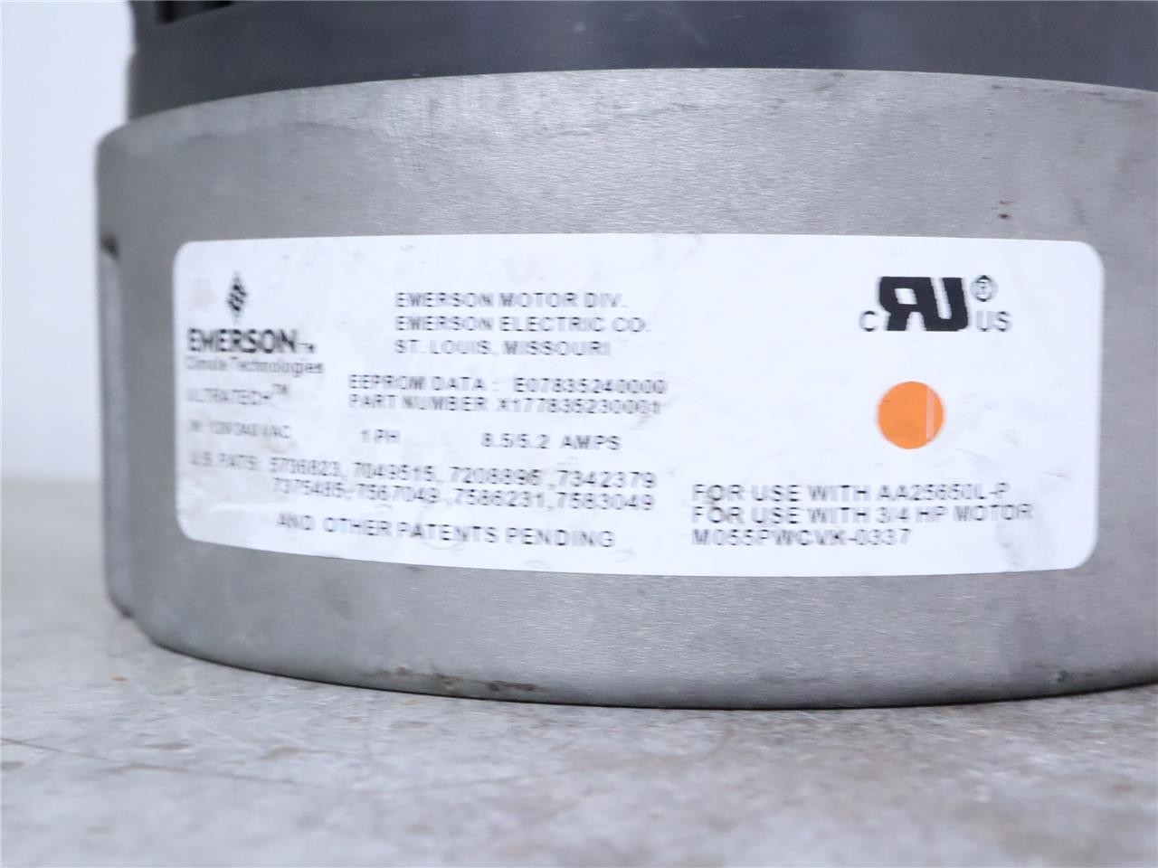 EMERSON ECM M055PWCVK-0337 Blower Motor 3/4HP 120/240V Ver.V175 ULTRATECH
