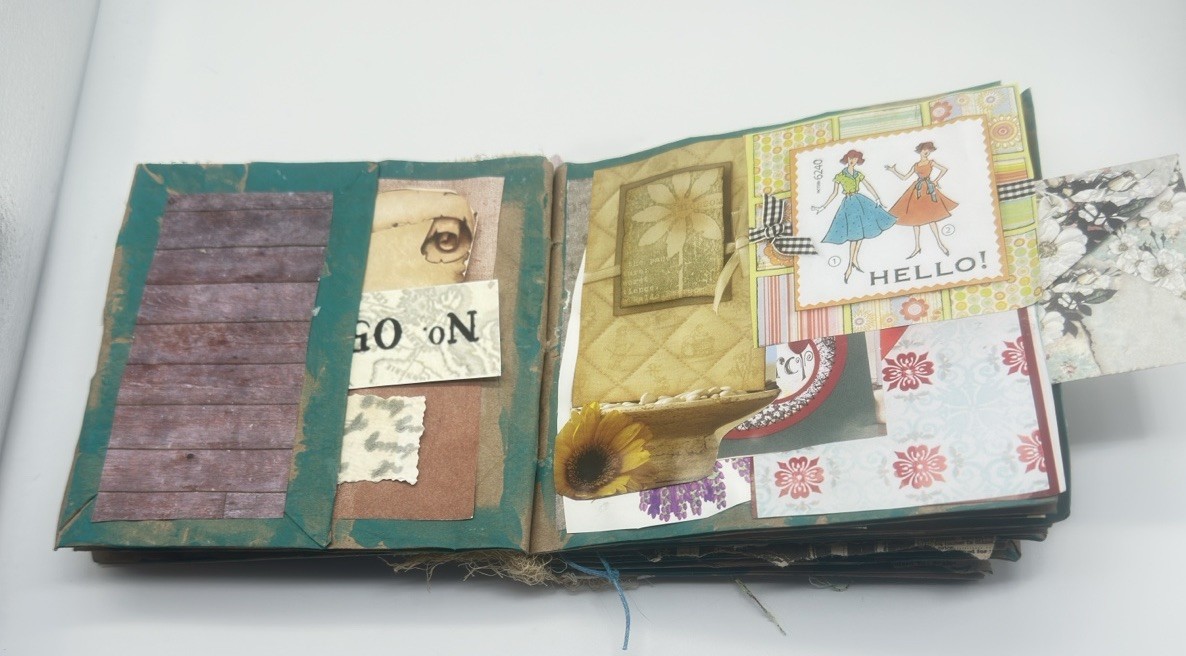 Hand Made Junk Journal 6×5 Thinking Of You Themed Medium Is Brown Paper Bags
