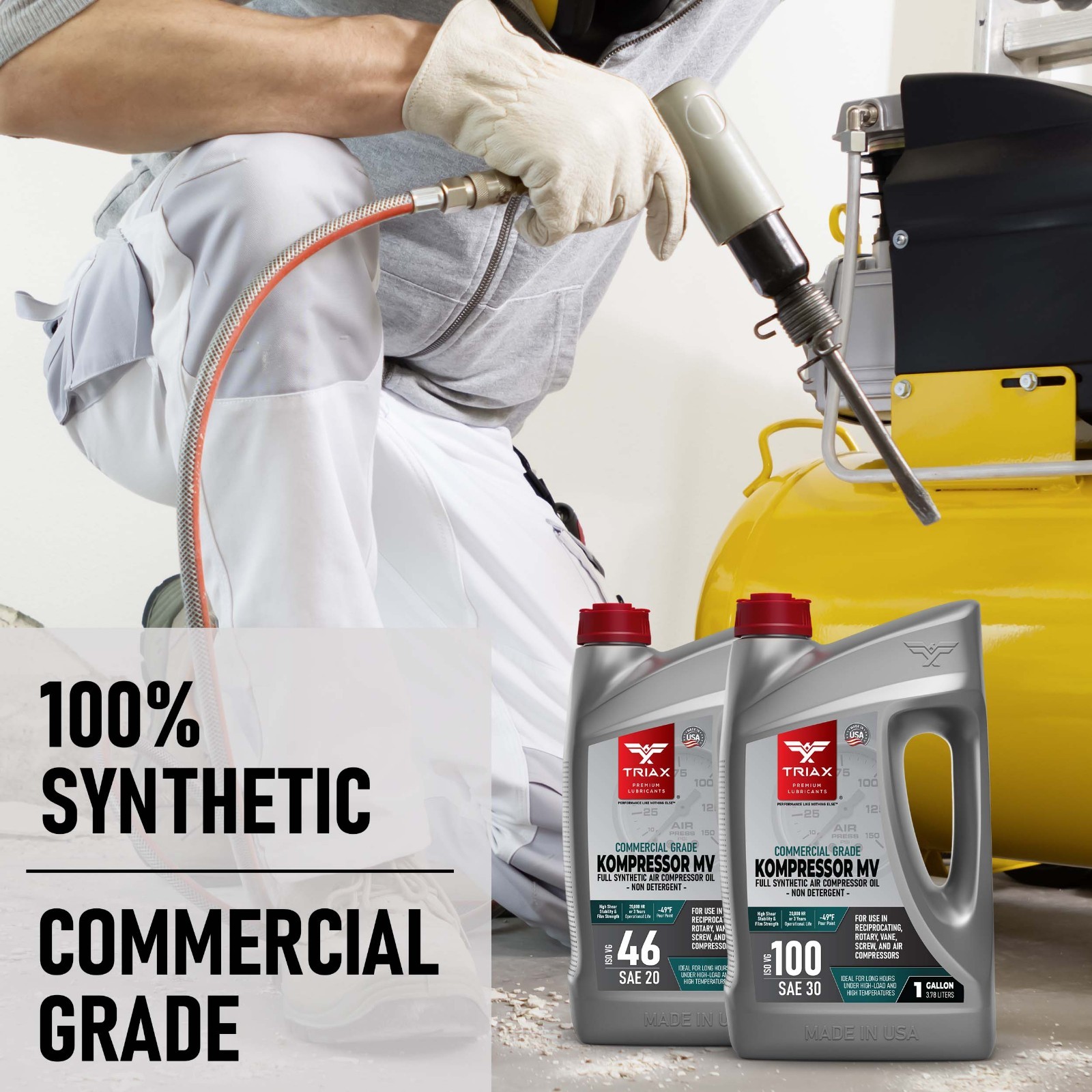TRIAX Kompressor MV 100 (SAE 30) Full Synthetic Air Compressor Oil (1 Quart)