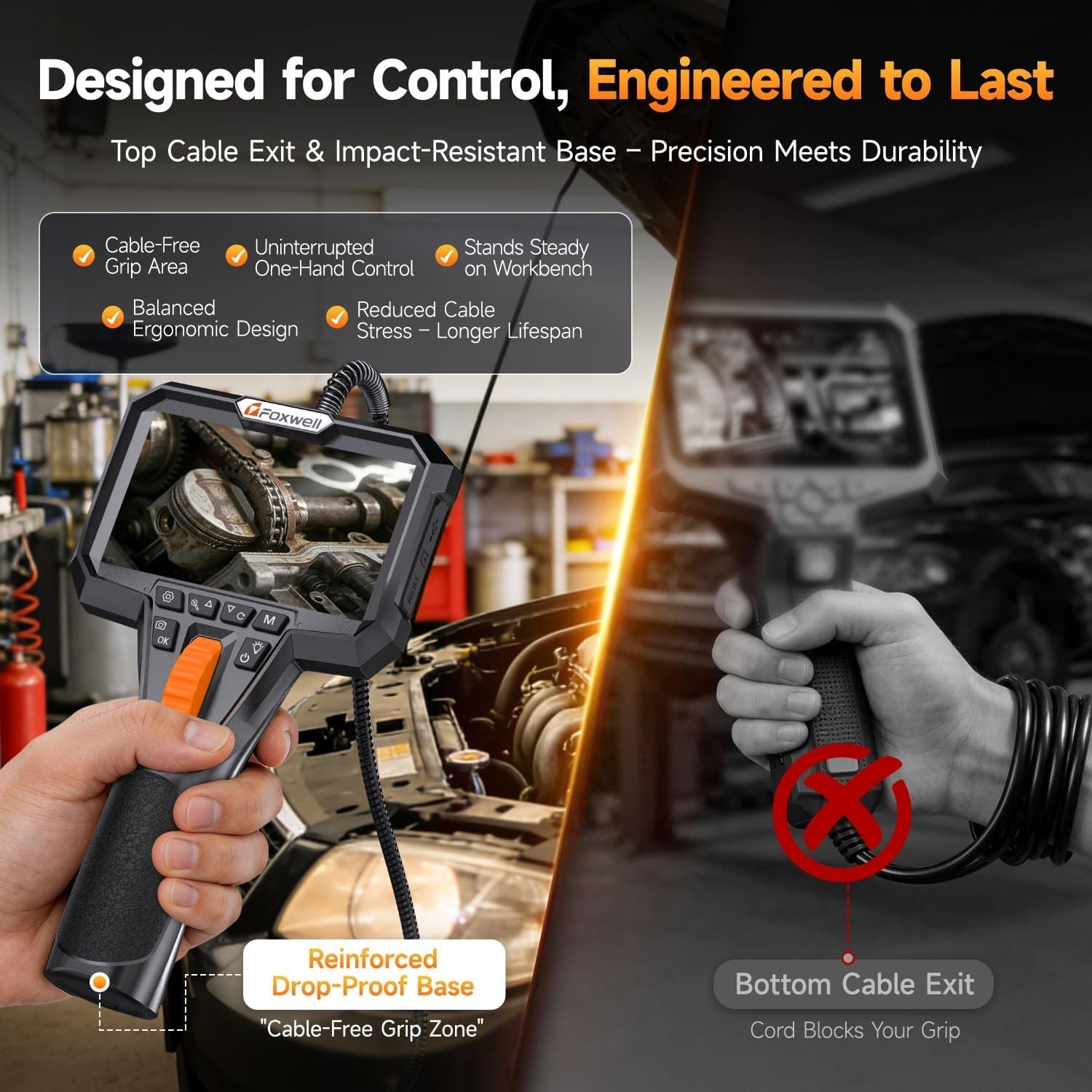 Versatile Y400 Borescope: 220° Articulation, Ultra-Slim Probe & 5-7 Hour Battery