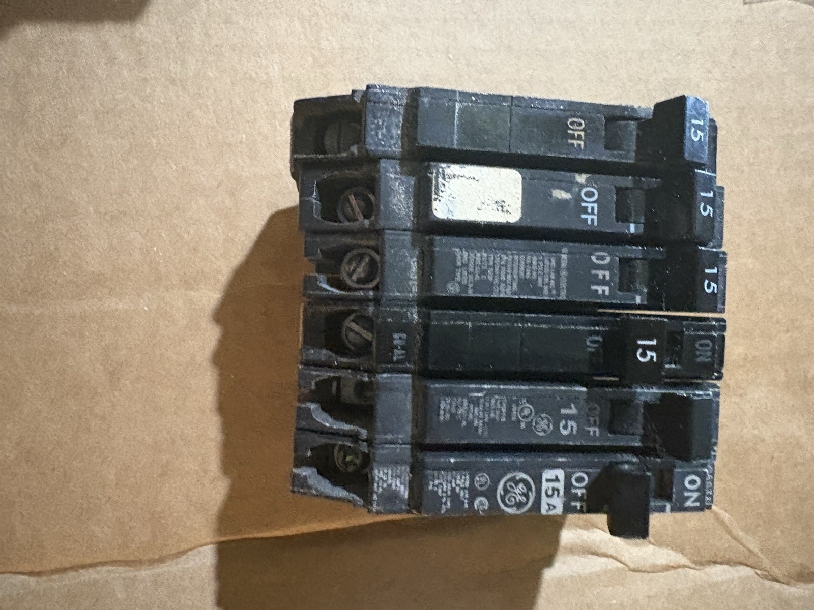 GE ABB Lot Of 6 THQP115 Breaker 15amp Slim 1/2 Width
