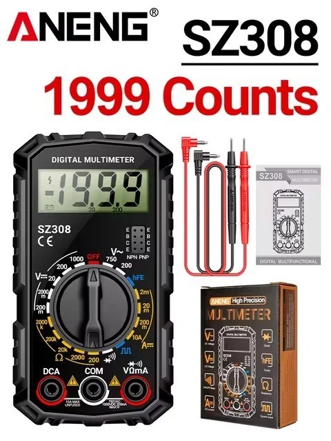 Digital Multimeter LCD Voltmeter Ammeter Ohmmeter Volt AC DC Tester Leads Meter