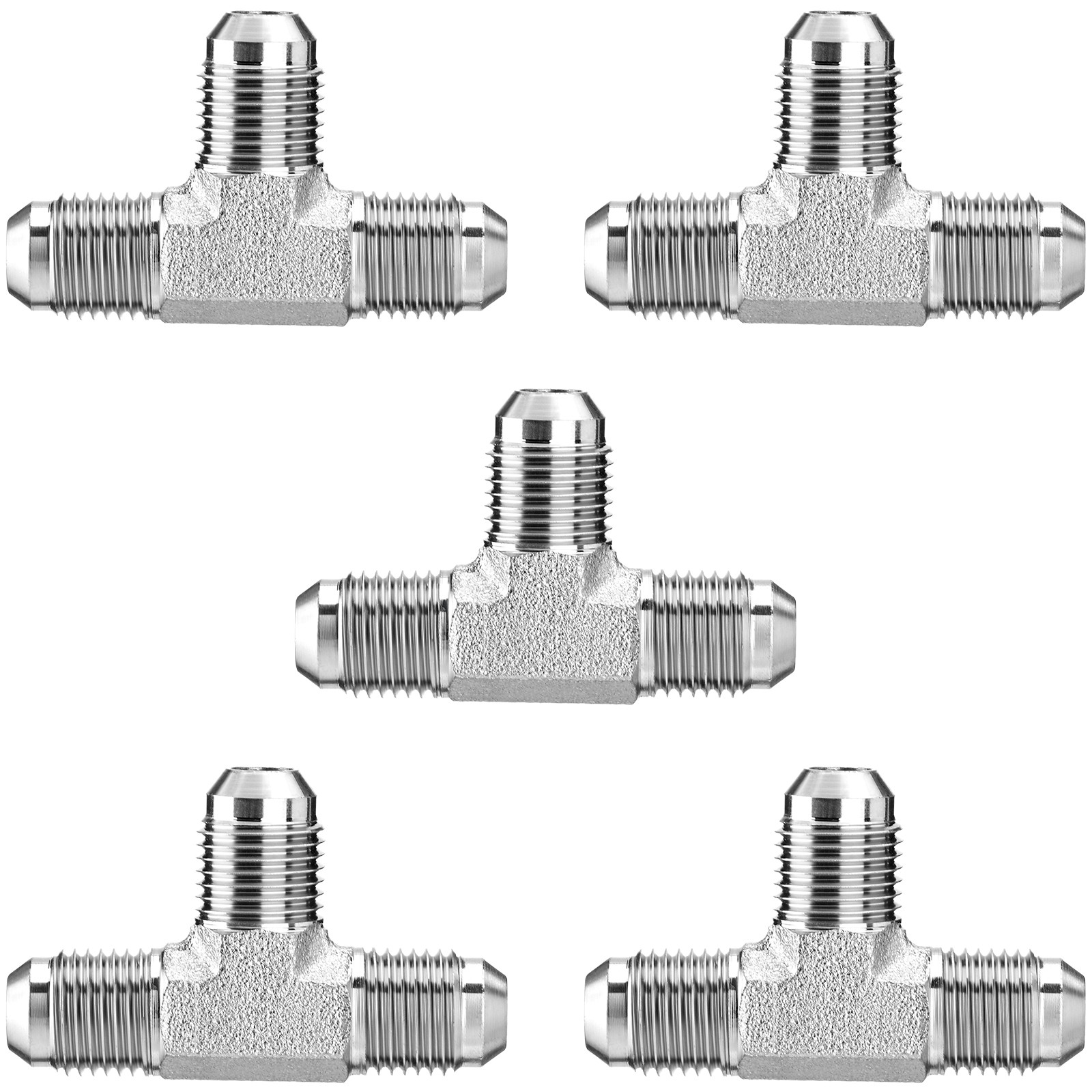 5PCS JIC Male 37° Flare Union Tee Hydraulic Fittings 3/8″ JIC Male x Male x Male