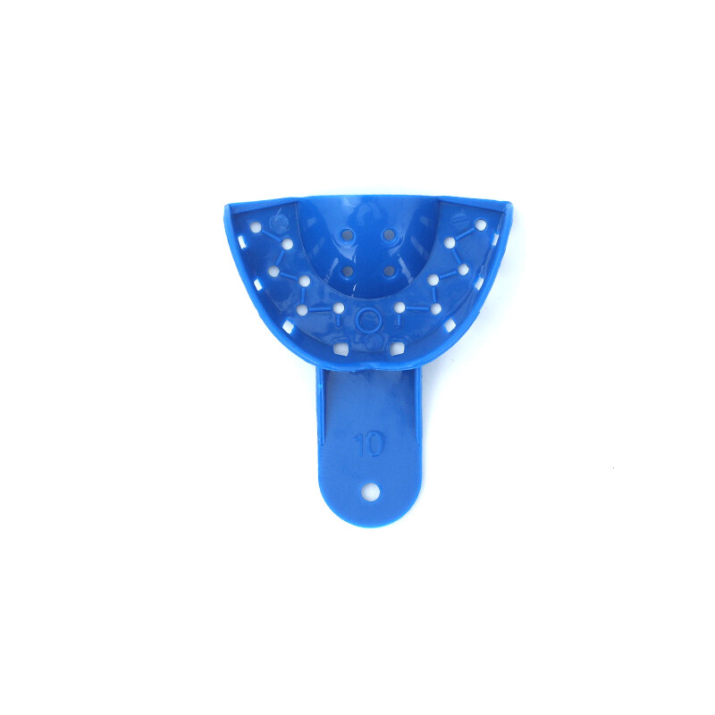 2PCS Dental Impression Trays Blue Plastic Perforated Set Upper / Lower S/M/L/XL