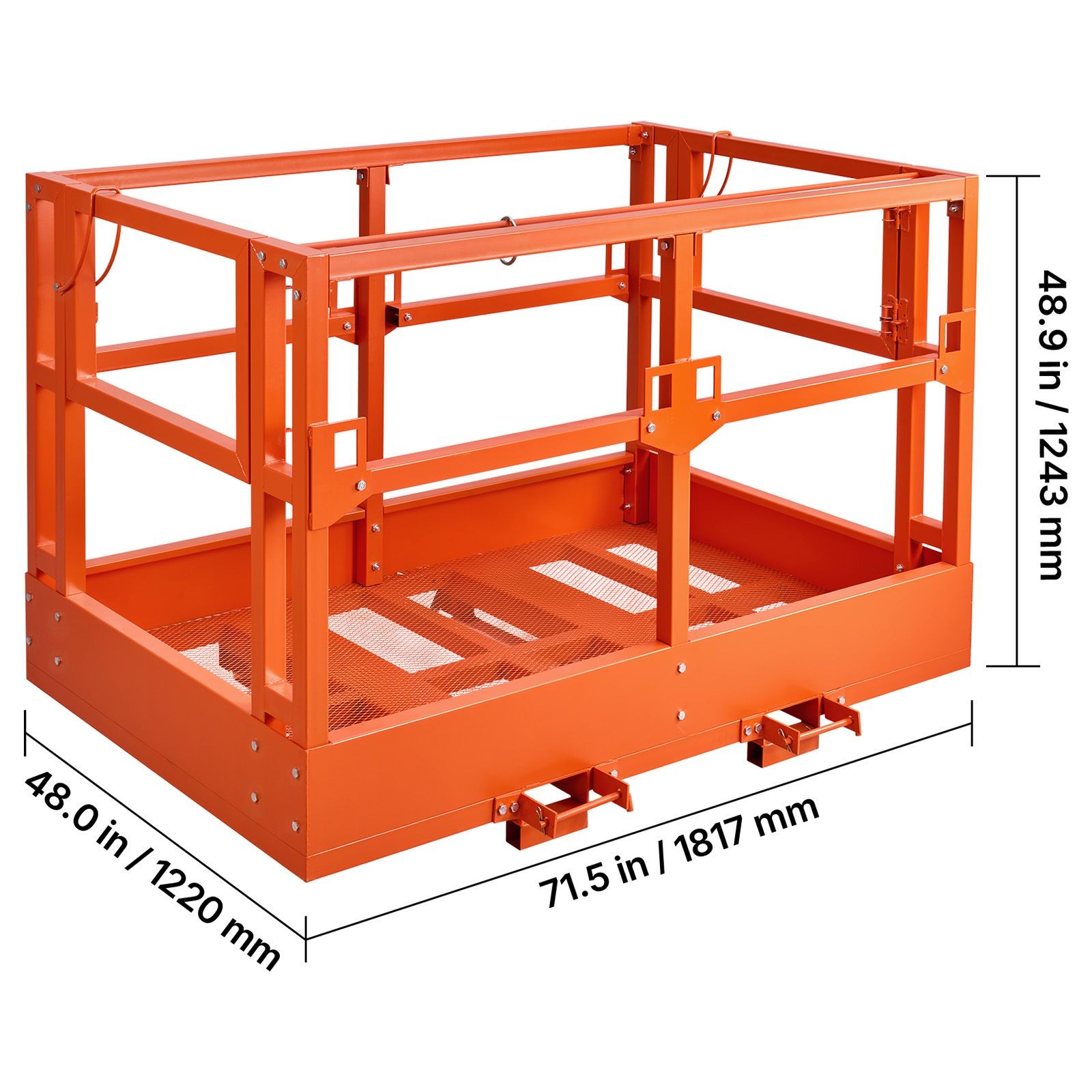 Mesh Telehandler Work Platform, 48 x 73.9 Inch, Man Safety Basket, 2000 lbs