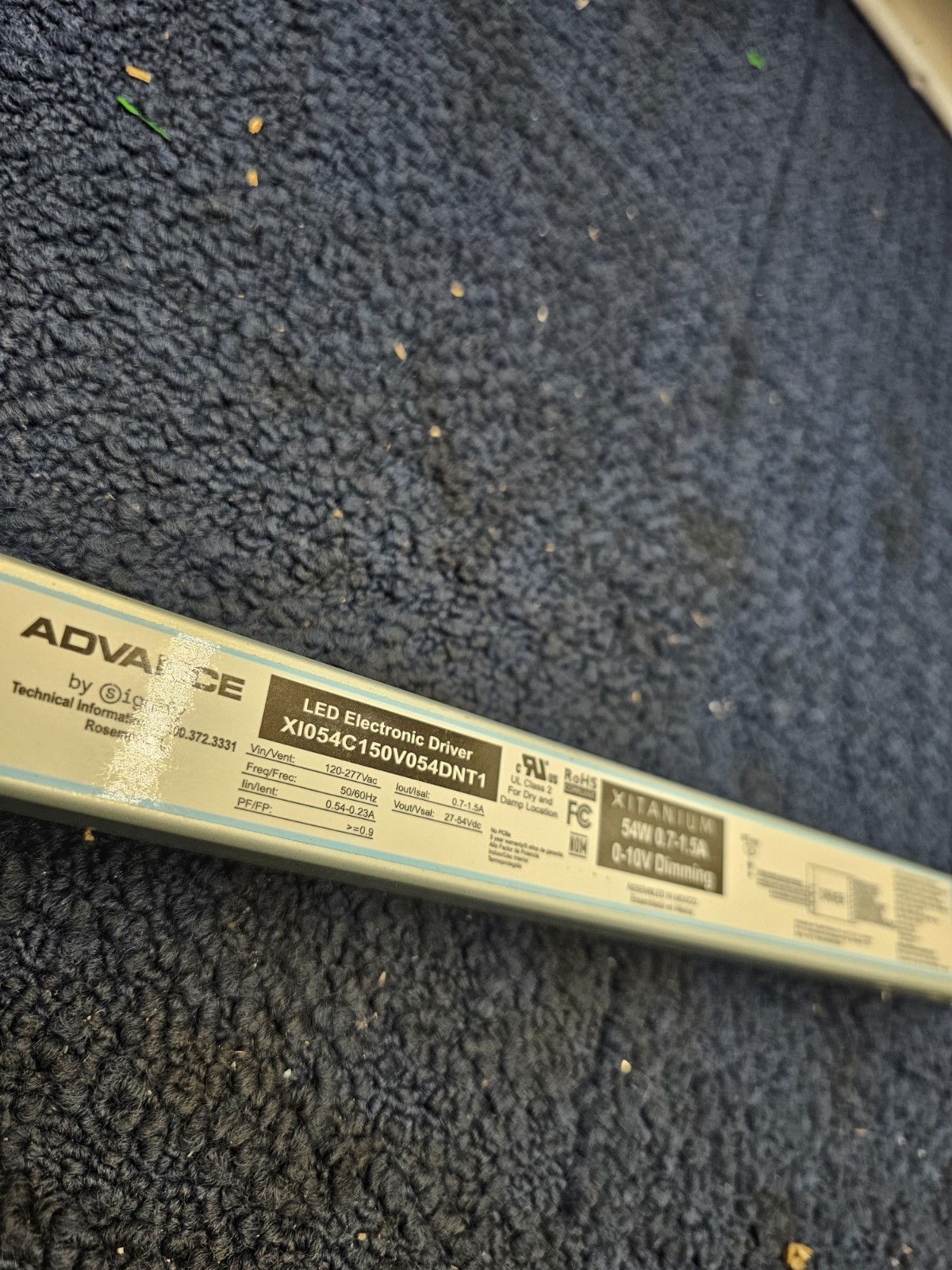 ADVANCE XI054C150V054DNT1 LED Electronic Driver 120-277V 54W 0-10V Dimming