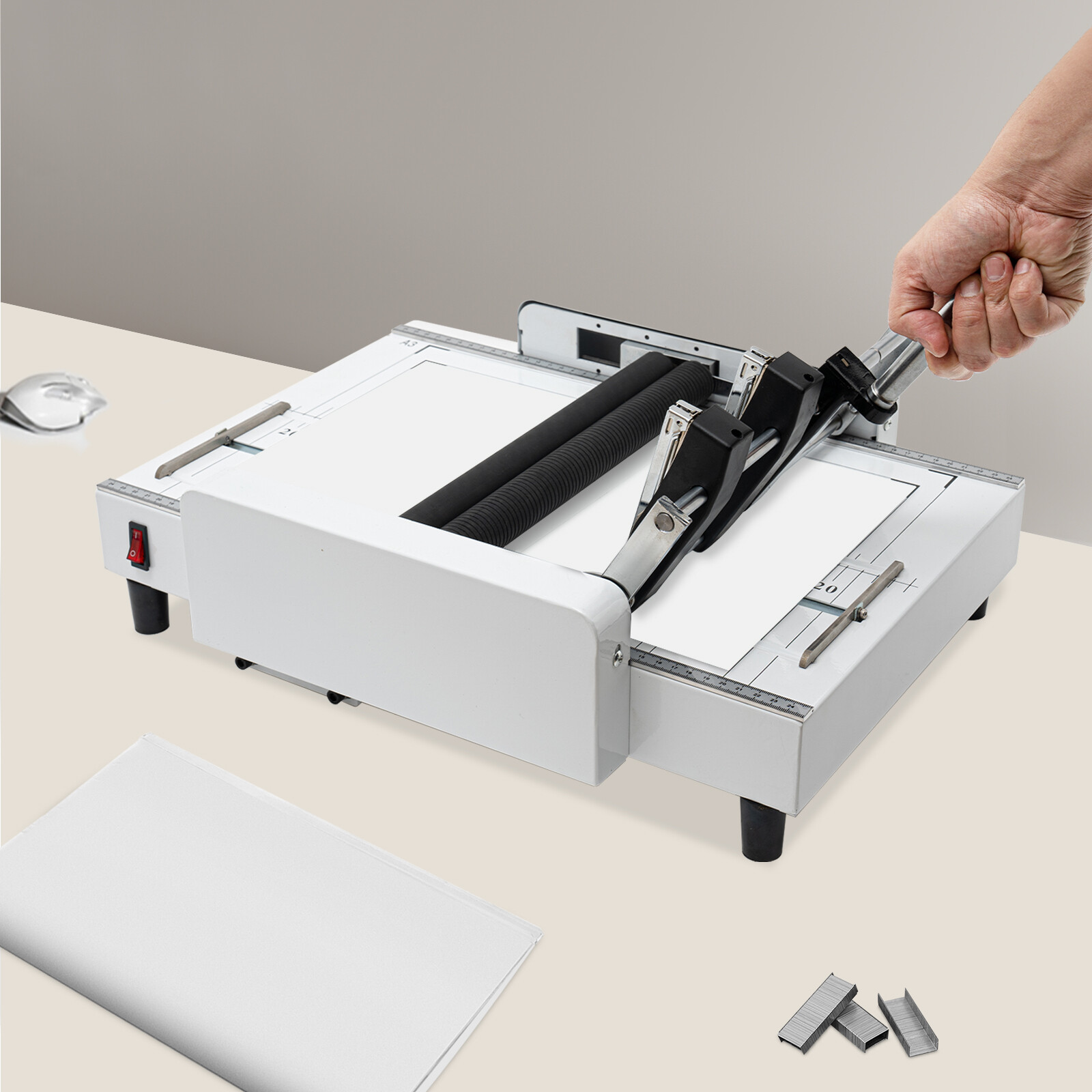 A3 Booklet Folding Binding Machine Paper Stapling Making Book Stapler Office 60W