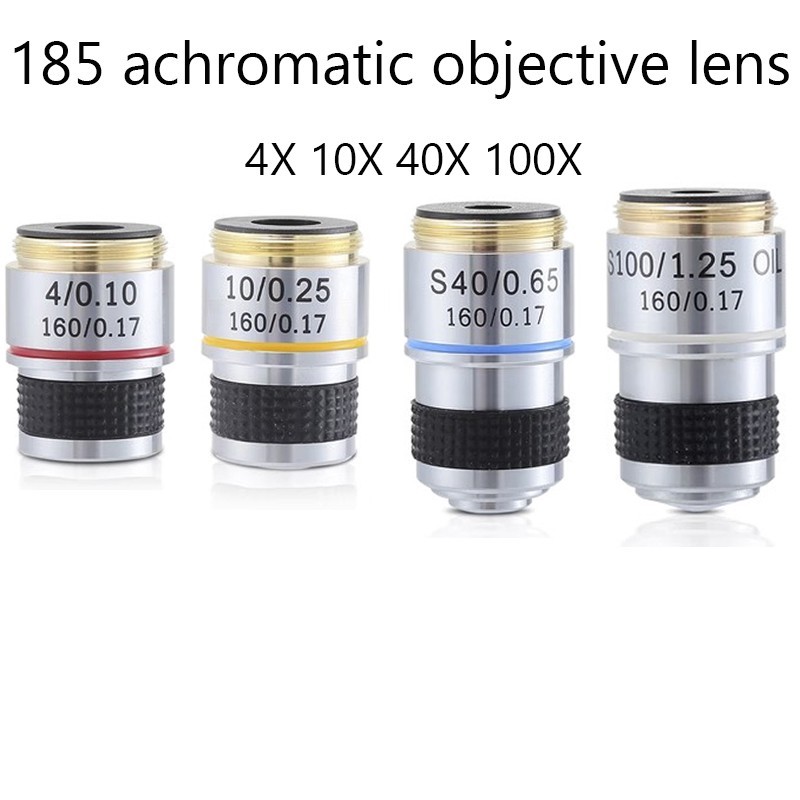 4X 10X 20X 40X 100X Achromatic Objective Lens for Biological Microscope 185mm
