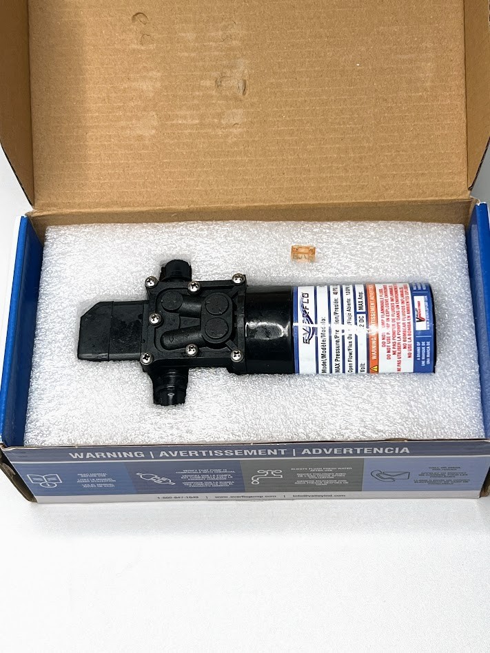 Everflo EF1000-BOX 12V Diaphragm Pump 1.0 GPM 40 PSI 3/8″ Hose Barb