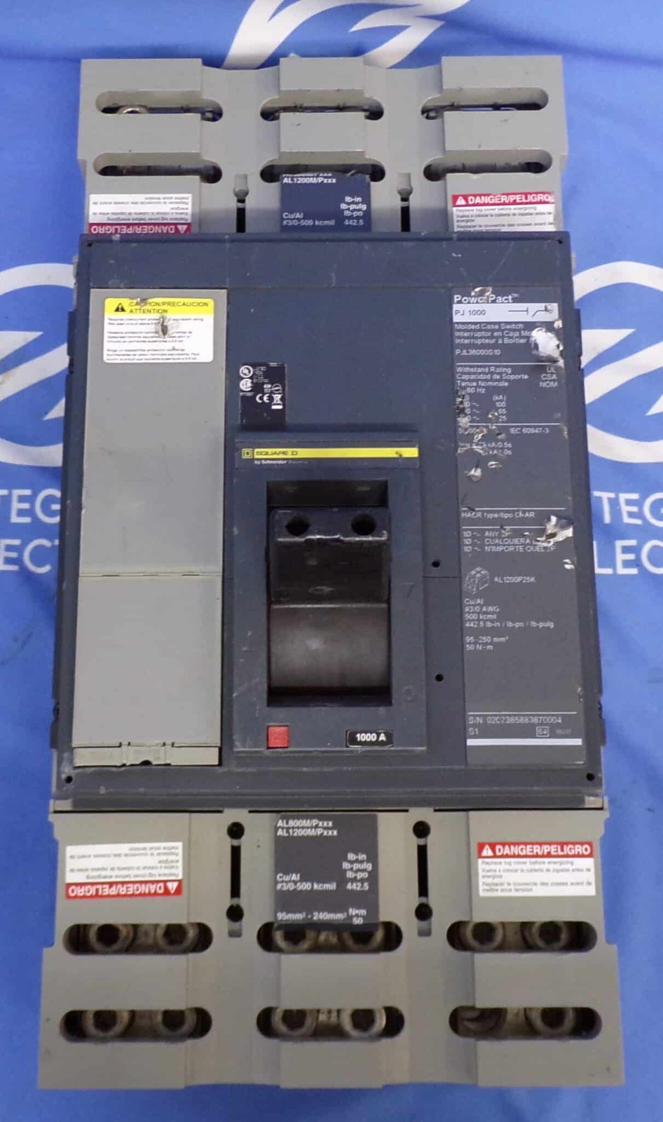 SQUARE D CIRCUIT BREAKER PJL36000S10 1000A 600V 3P 1YR WARRANTY