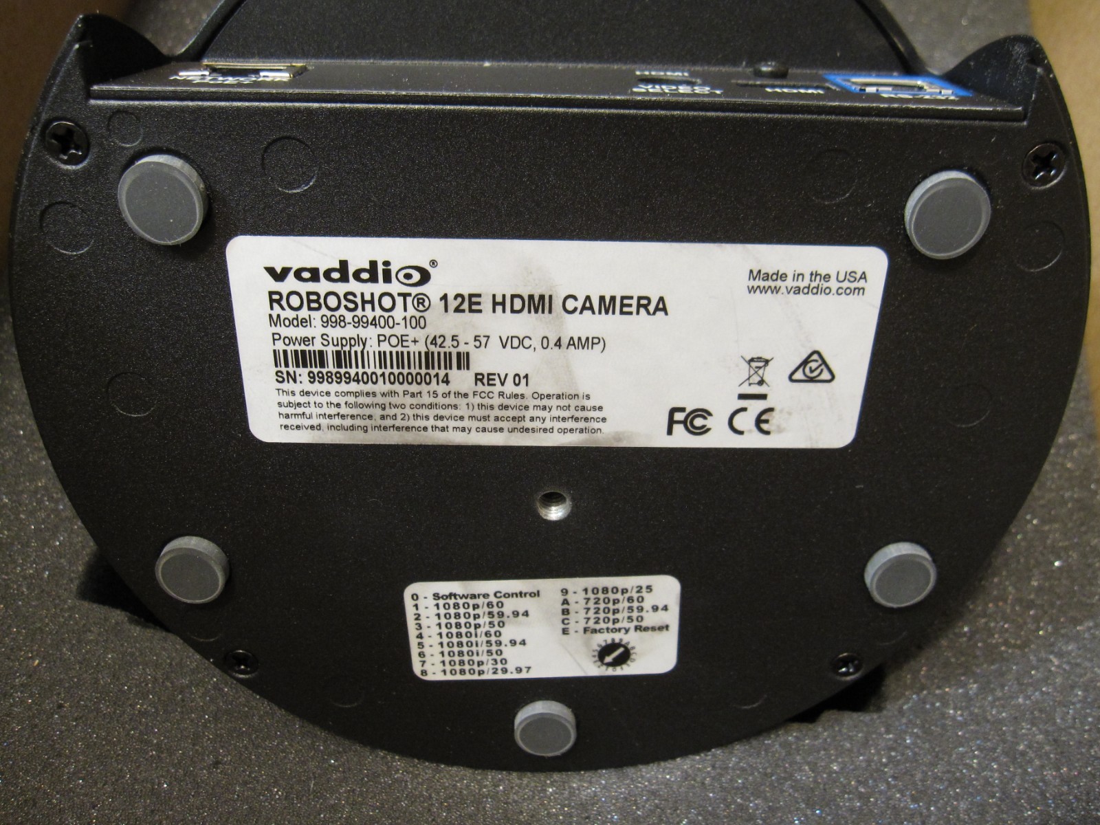 Legrand Vaddio RoboSHOT 12E HDBT PTZ Camera – Black – HD with PoE 999-99600-000