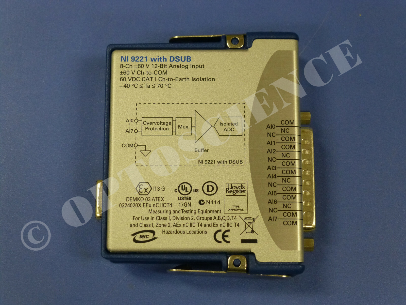 National Instruments NI 9221 cDAQ Analog Input Module, ±60V Analog Input, D-Sub