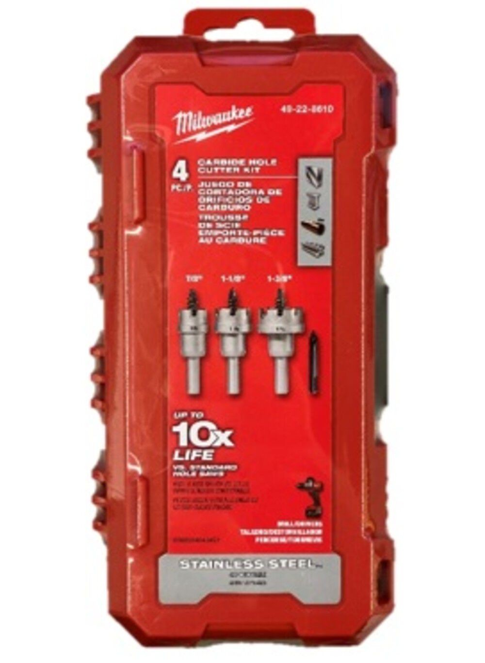 MILWAUKEE 49-22-8610 Carbide Hole Cutter Kit 4PCS (7/8”, 1-1/8”, 1-3/8”)