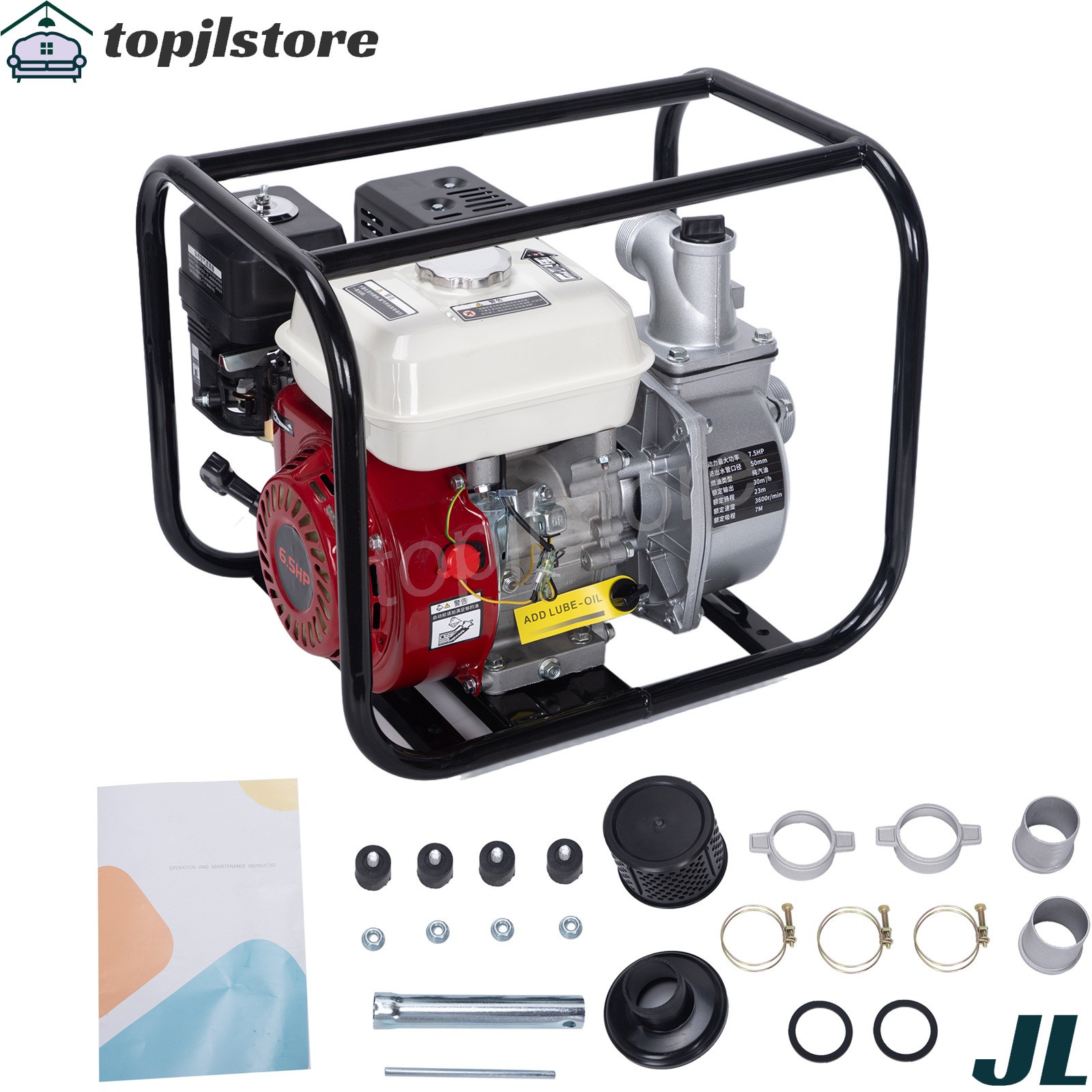6.5 HP 4-Stroke Gas-Powered Water Transfer Pump 2″ 212CC 158GPM Semi-Trash Pump