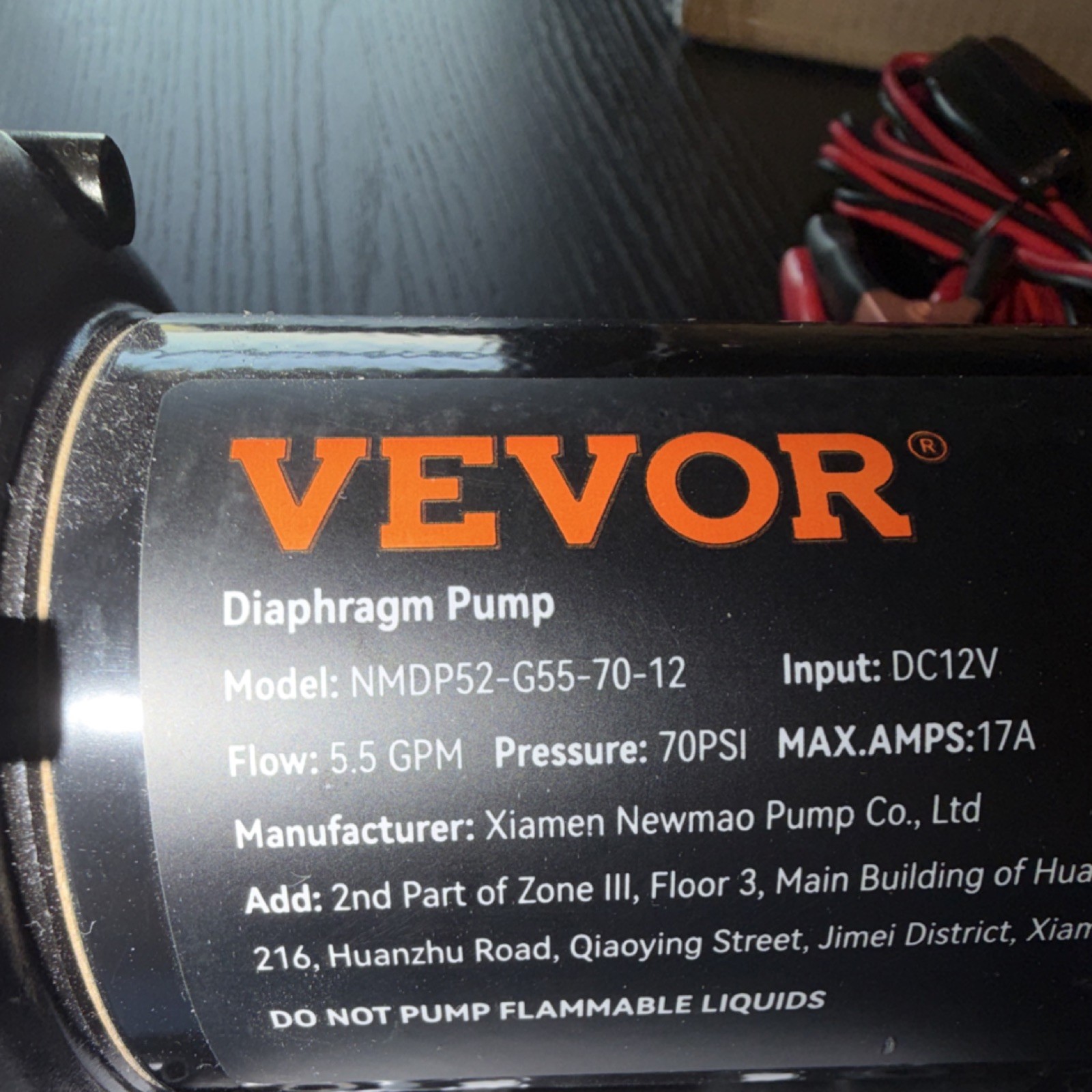 VEVOR NMDP52-G55-70-12 Electric Single Diaphragm Pump 5.5 GPM 70 PSI