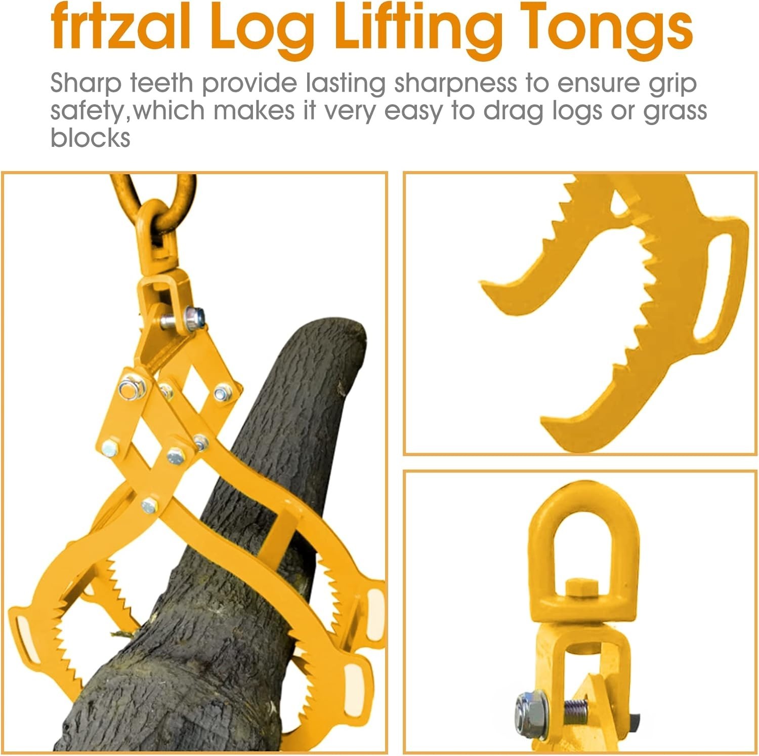 28 IN Log Lifting Tongs Timber Claw Hook 4 Clawfor Heavy Duty Timber Handling