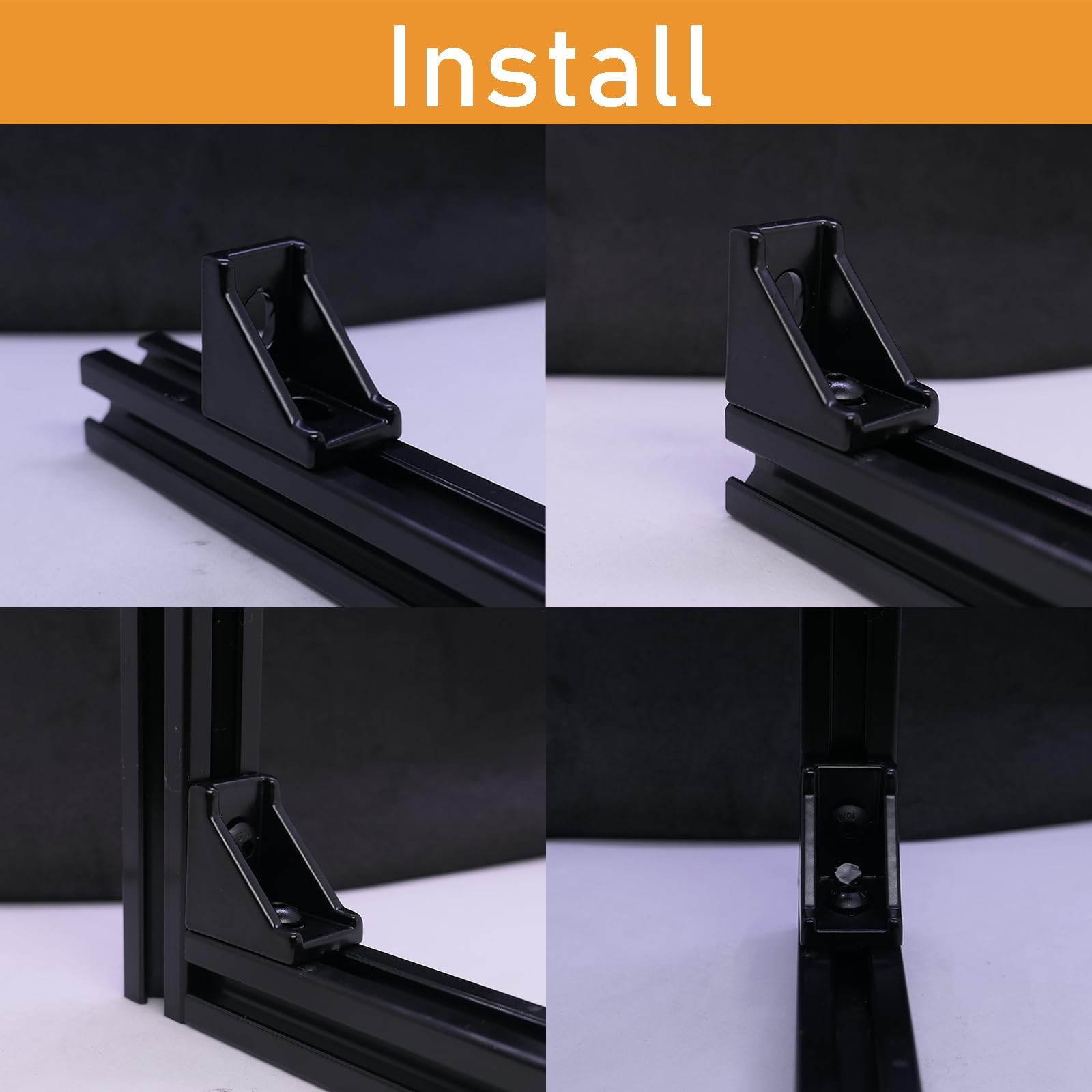 20 Sets Black 2020 Series Aluminum Profile Connector Corner Brackets New