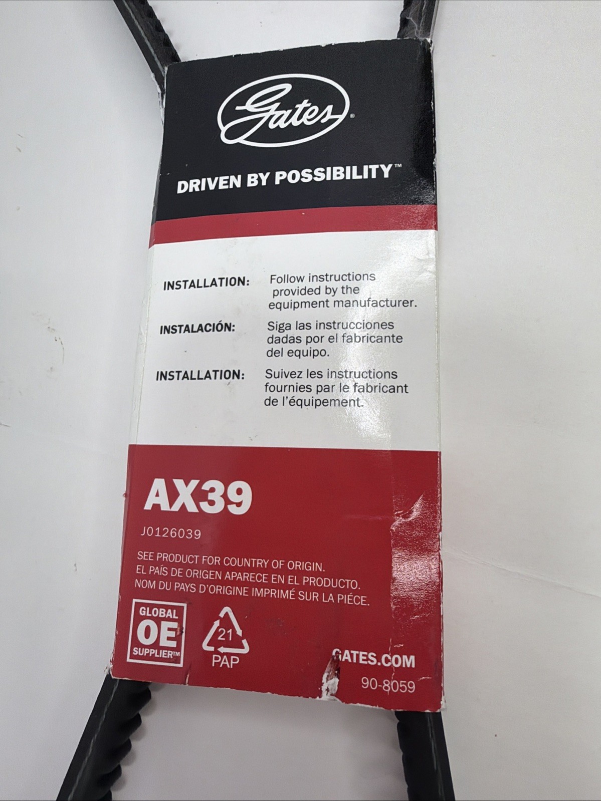 NEW, GATES AX39 TRI-POWER 9012-2039 EXHAUST, 90-8059