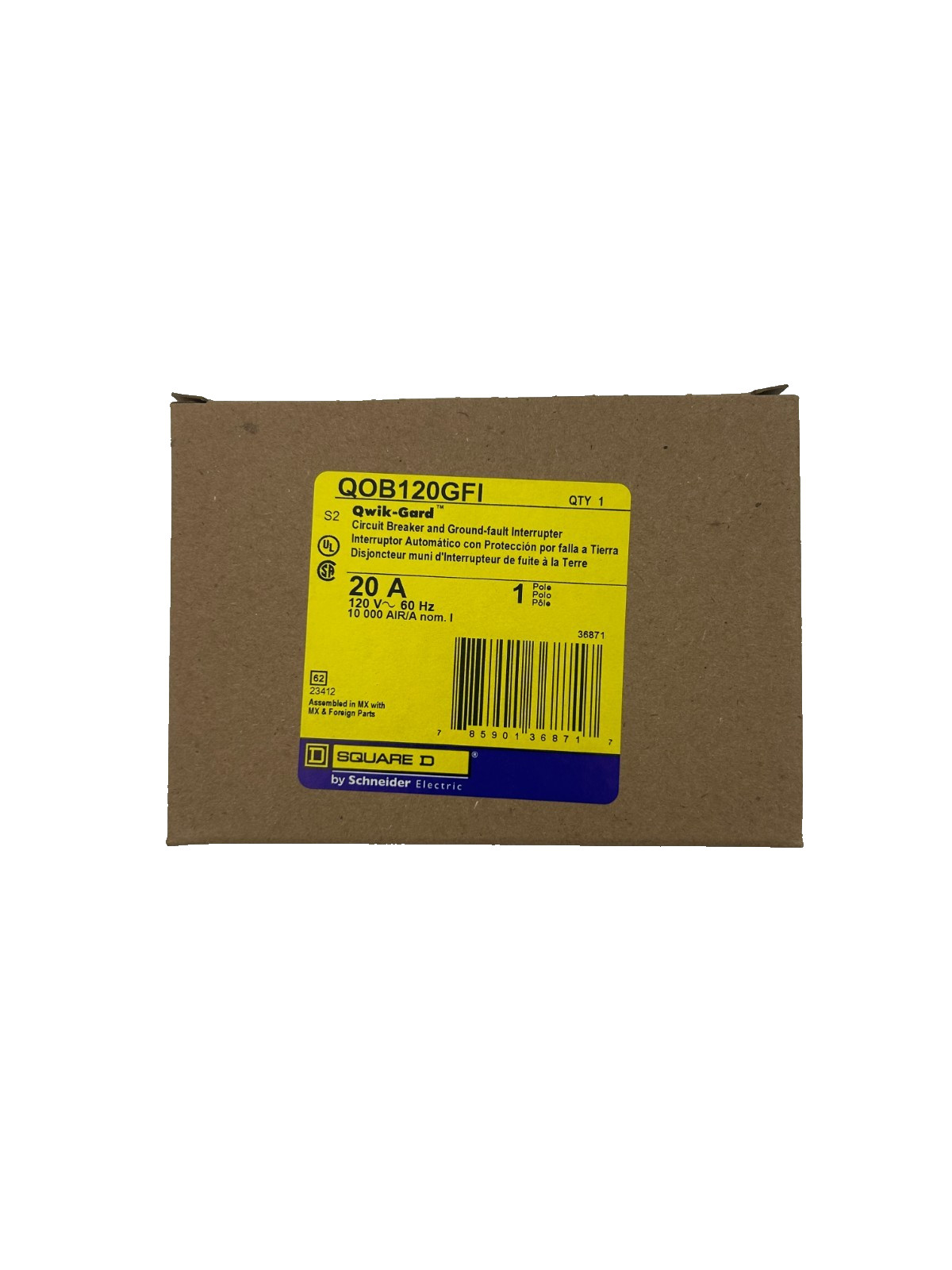 (10) New Square D QOB120GFI Bolt On Circuit Breaker 20A 1-Pole 120VAC