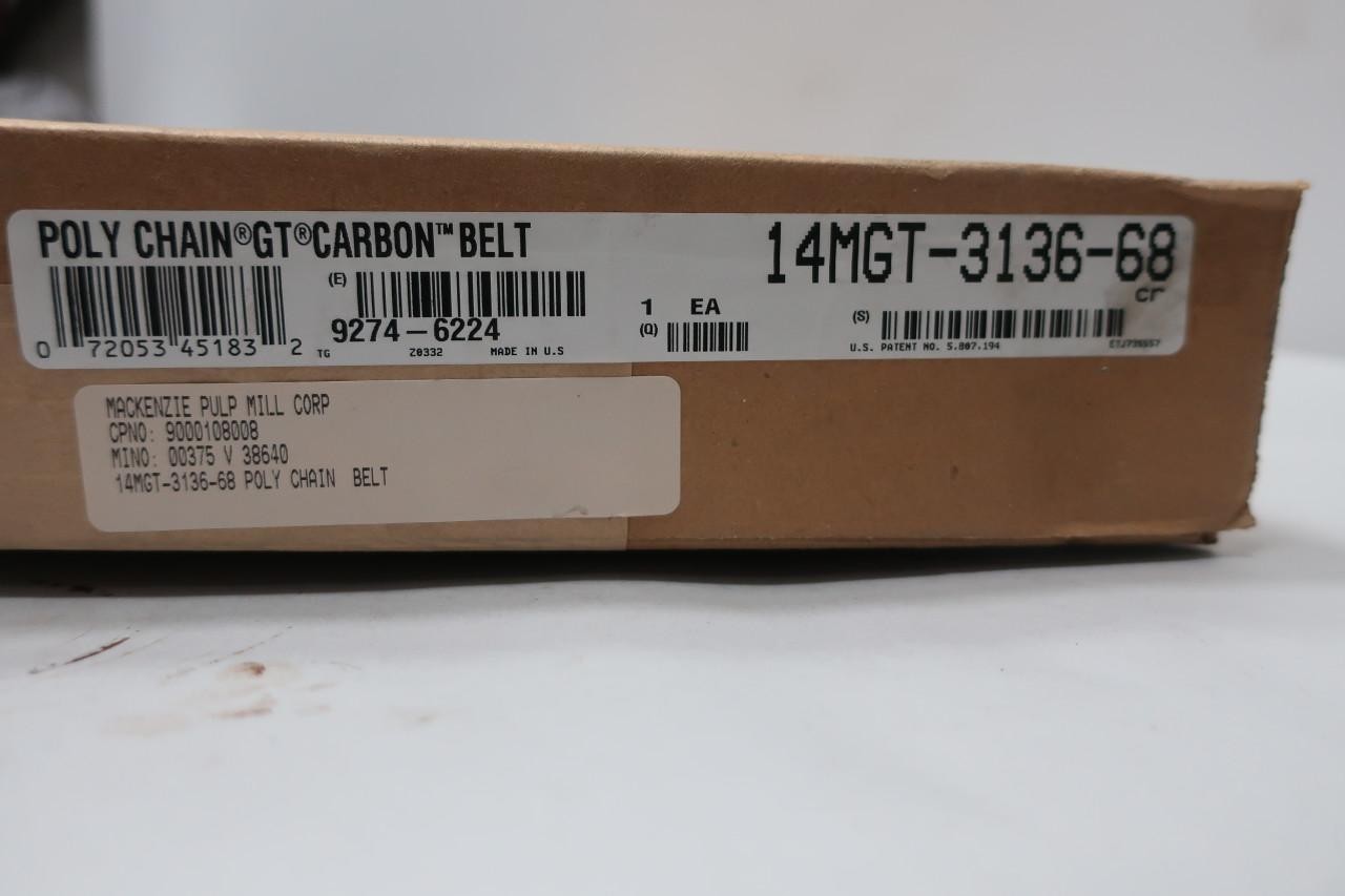Gates 14MGT-3136-68 Polychain Gt Carbon Timing Belt 3136m 14mm 68mm