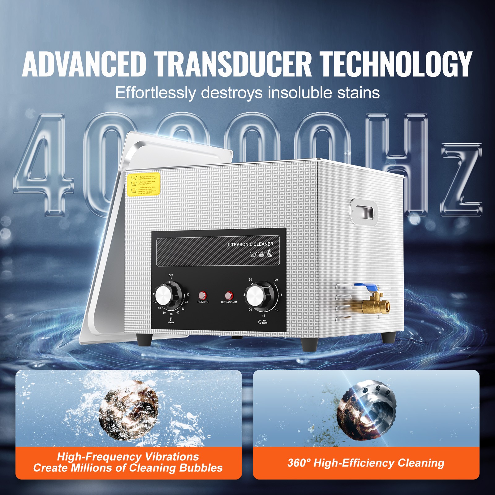 VEVOR 15L Ultrasonic Cleaner with Heater Timer & Basket Digital Sonic Machine