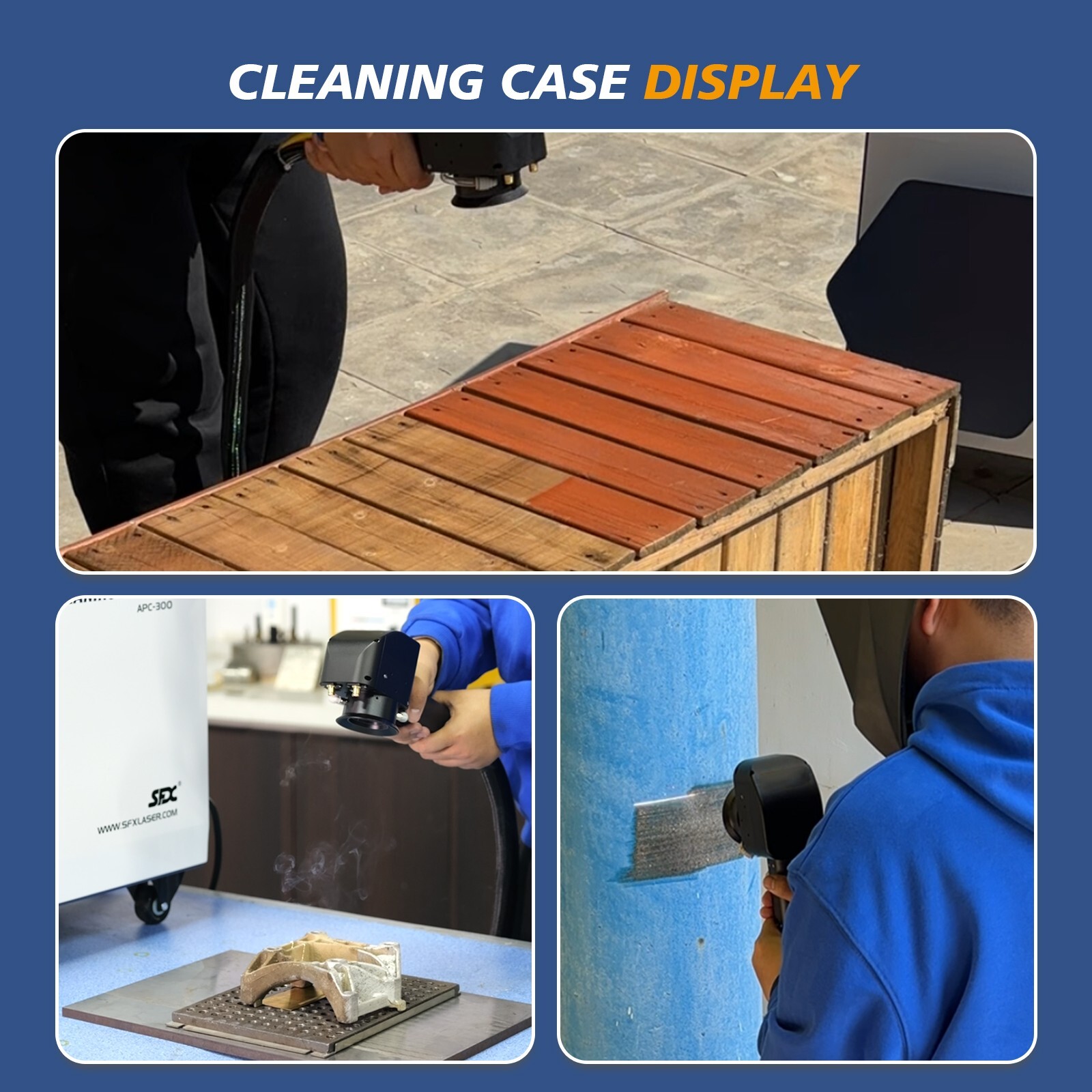 SFX 300W Pulse Laser Cleaning Machine Air-Cooled Specially for Wood Cleaning