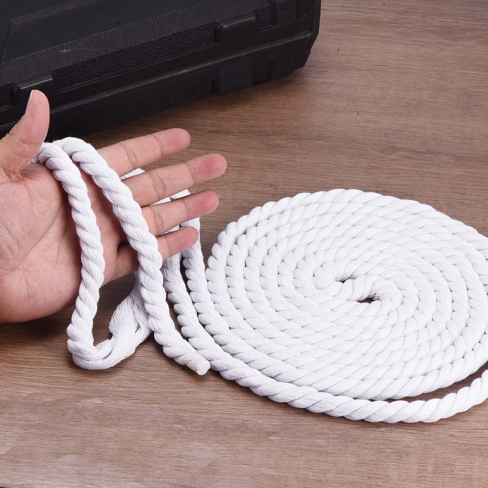 12mm x 11.5 Feet White Cotton Rope 3 Strand for DIY Wall Hanging Knotting
