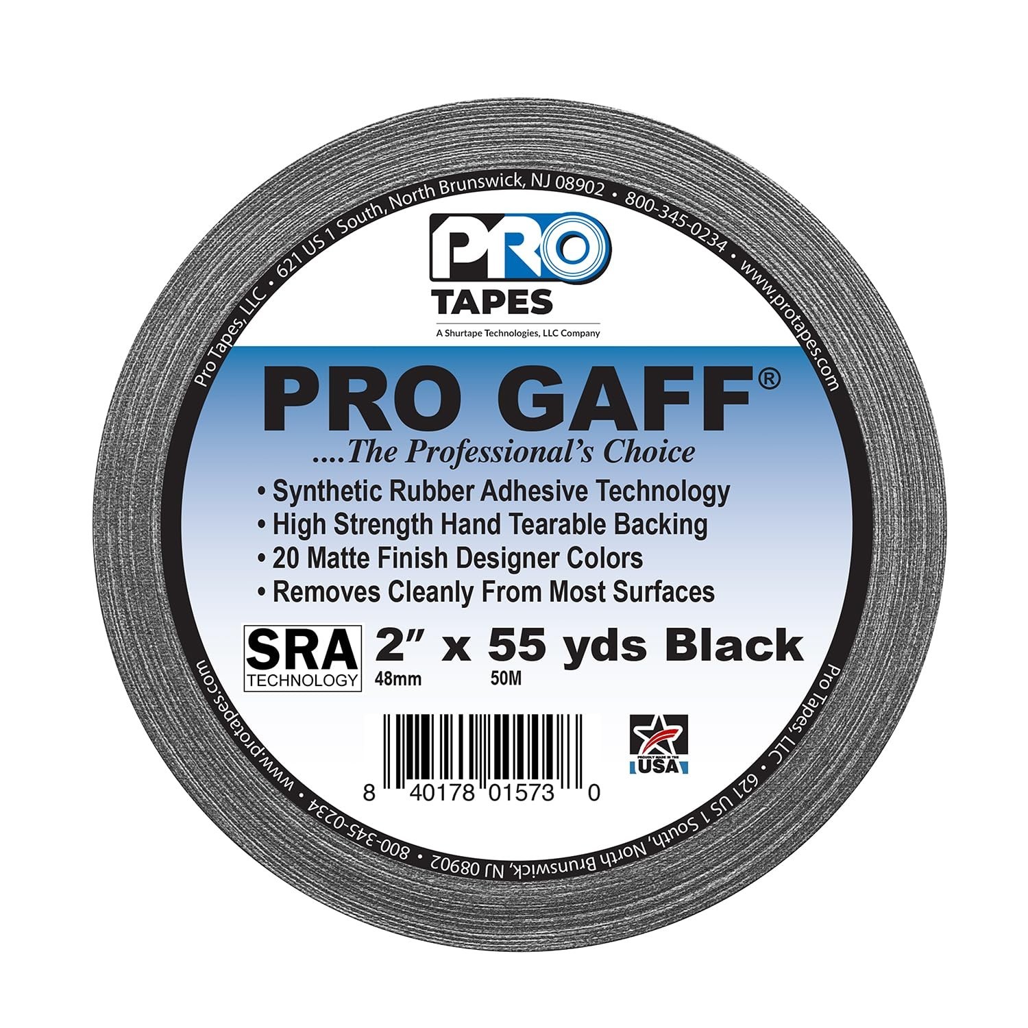 24 PACK ProTapes 2″ Width Pro Gaff Premium Matte Cloth Gaffer’s Tape 11 Mils