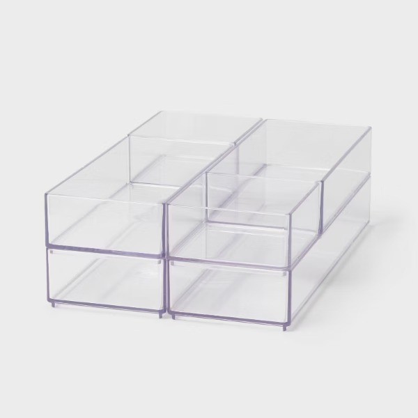 Desk Drawer Organizer Clear Office & Stationery Holder, 20% Recycled Plastic