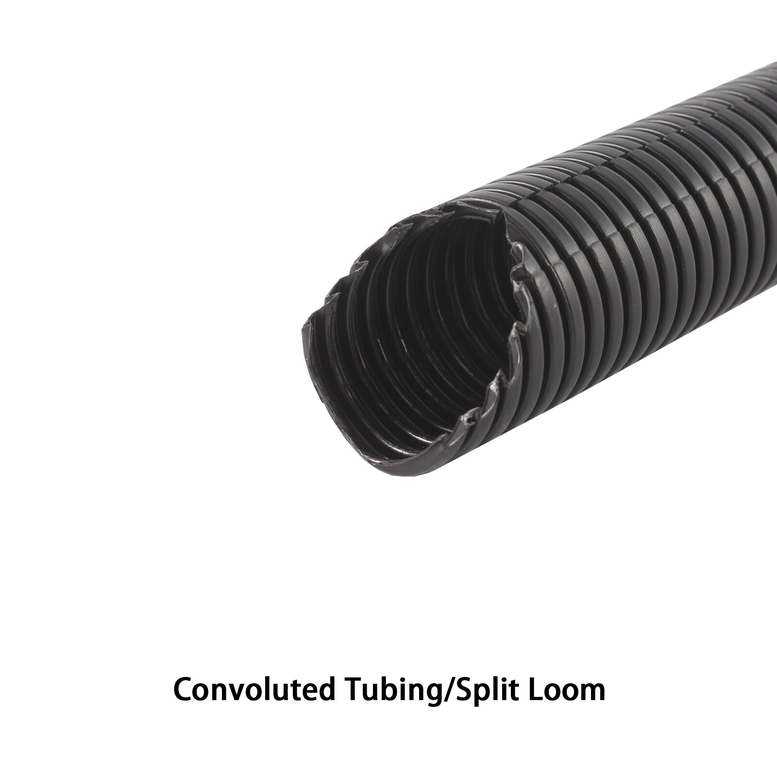 Split Wire Loom A/C line Flexible Conduit Black Heat Resistant Corrugated Tubing