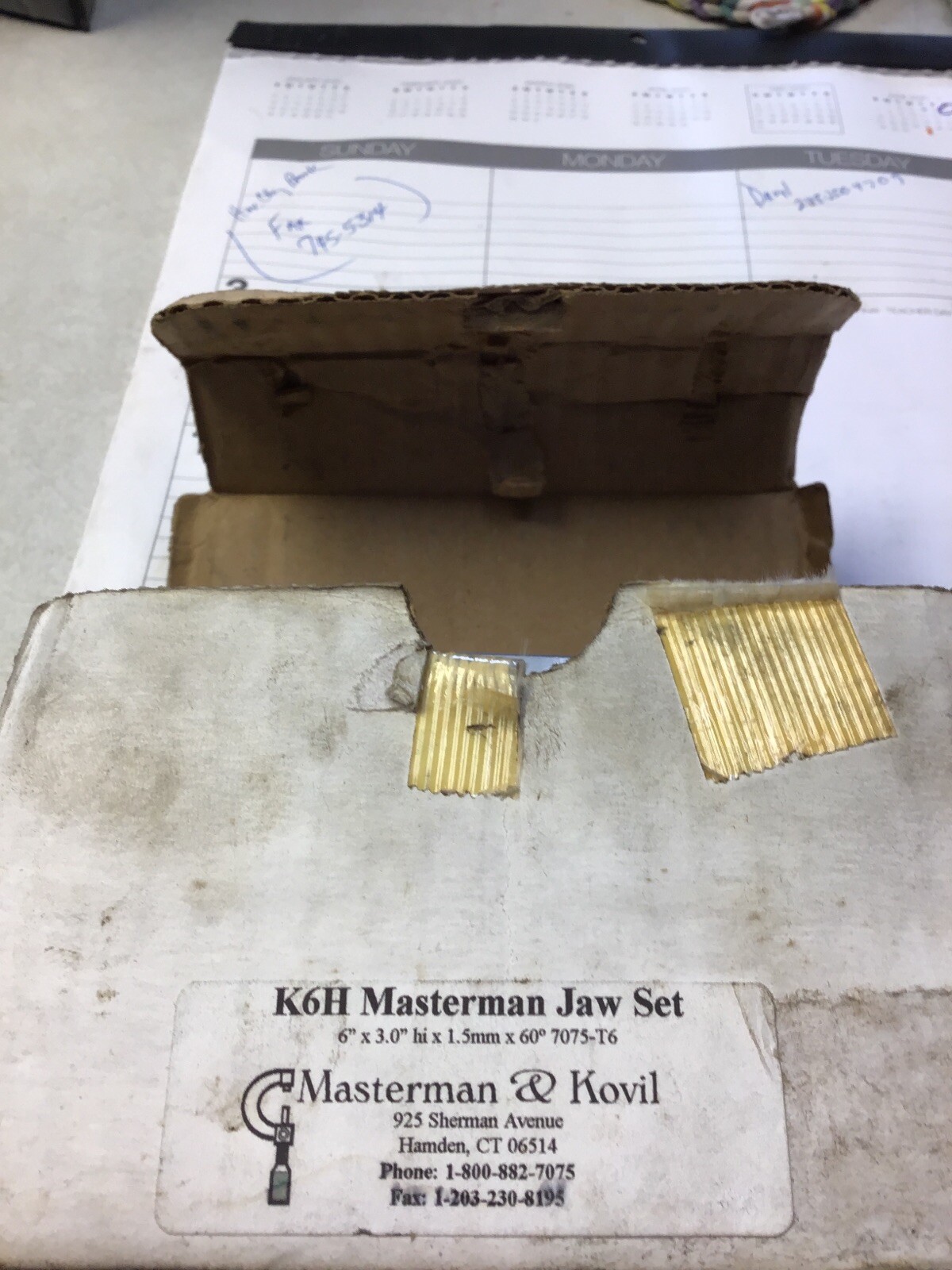 K6H MASTERMAN JAW SET 6”x3.0” Hix 1.5mm X 60 degree 7075-T6