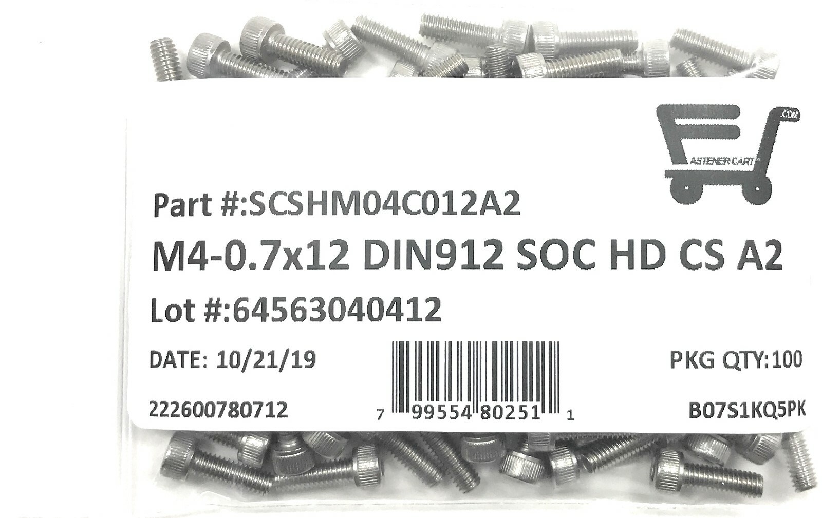 (100) M4-0.7 x 12 Stainless Steel Socket Head Socket Cap Screws DIN912 M4x0.7×12