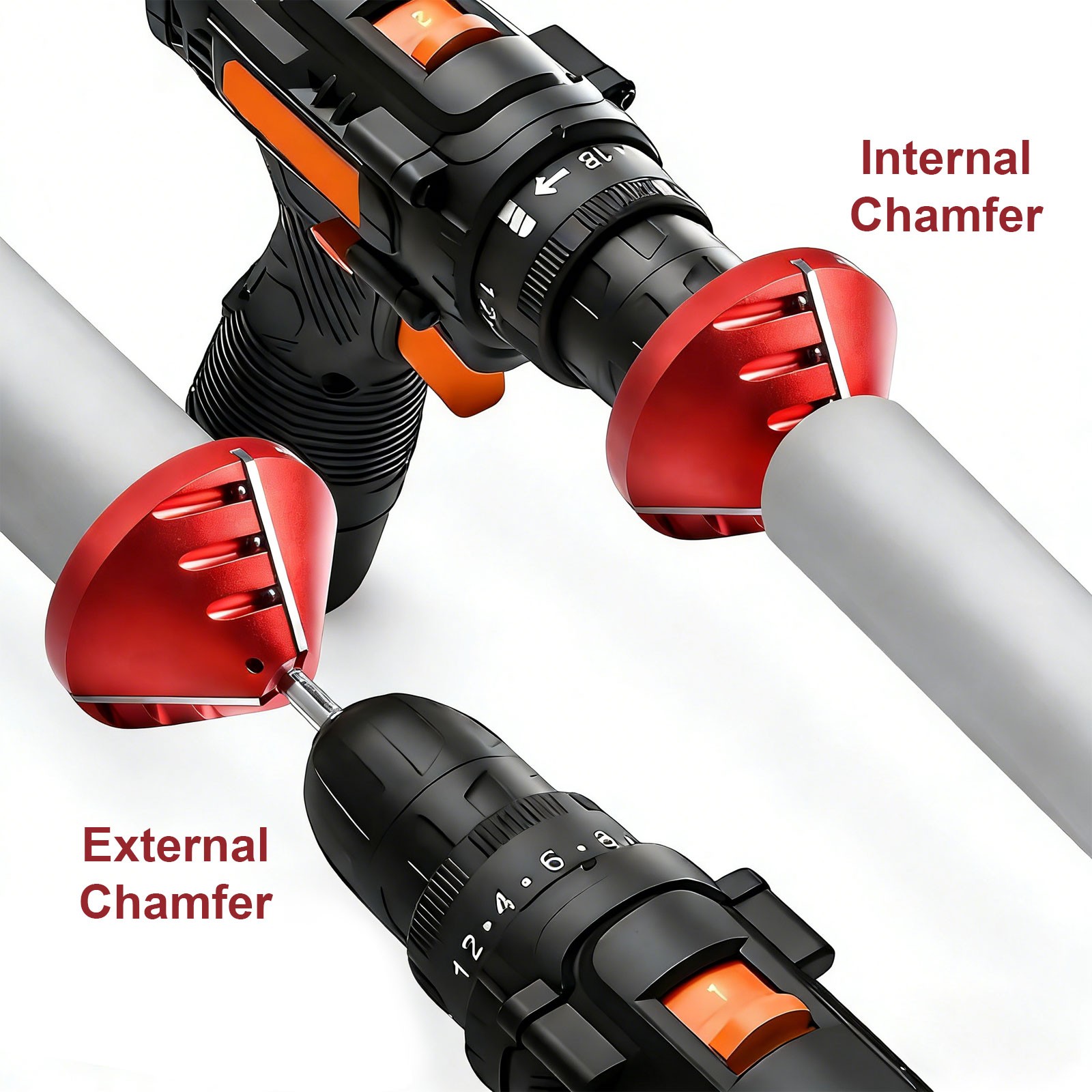 2-in-1 PVC Pipe Chamfer & Deburr Tool Manual Pipe Reamer 0.92–3.89″OD CPVC Pipe