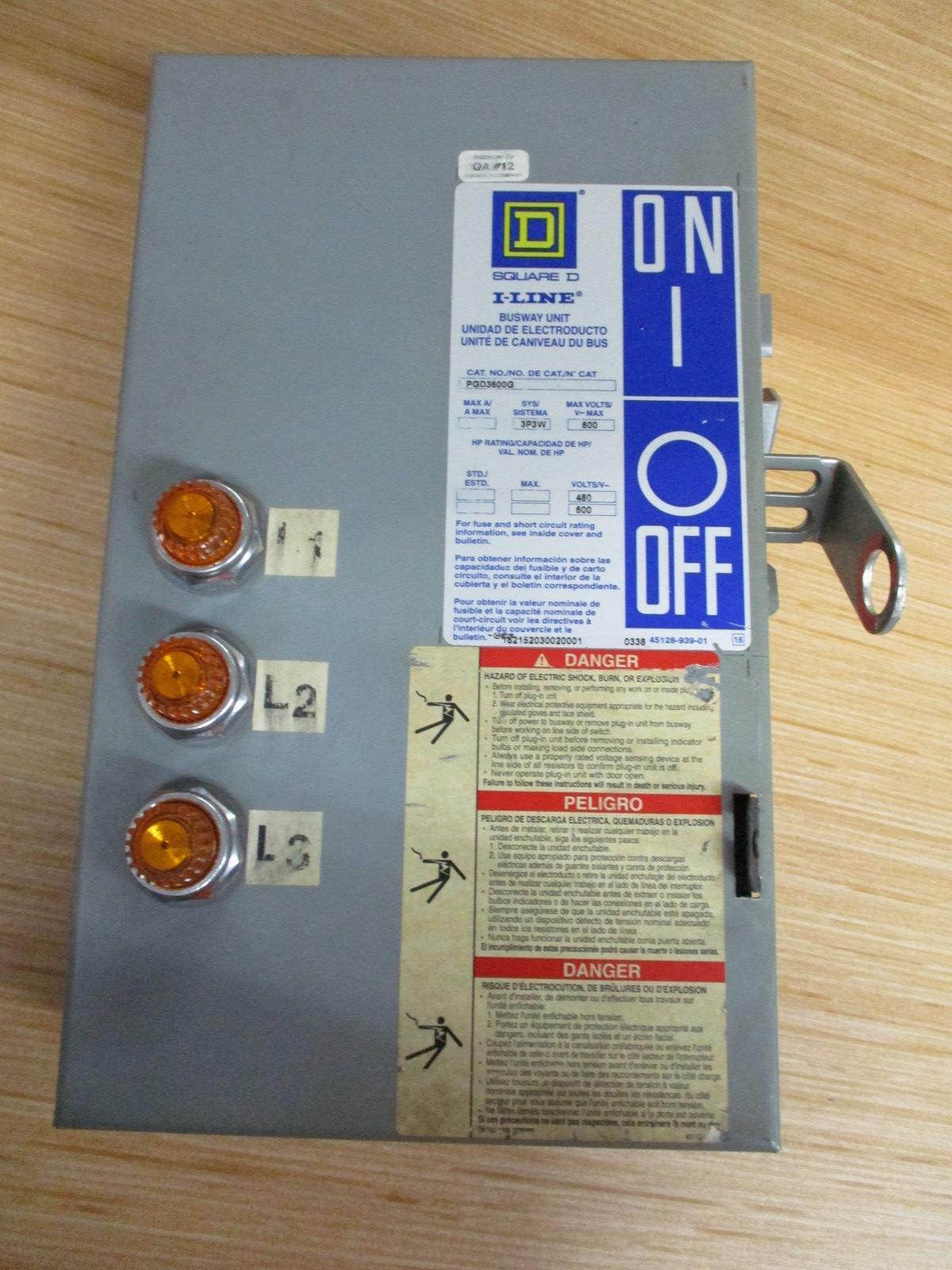 Square D PQ3603G I-Line Busway Unit W/ Fuses & Pilot Lights