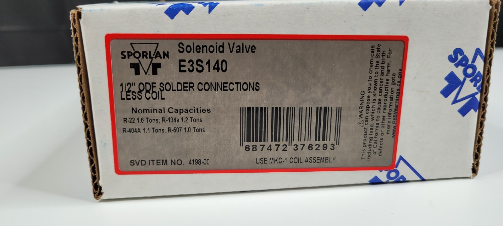 Sporlan E3S140 Solenoid valve 1/2 » ODF (less coil) 4198-00 NEW IN BOX