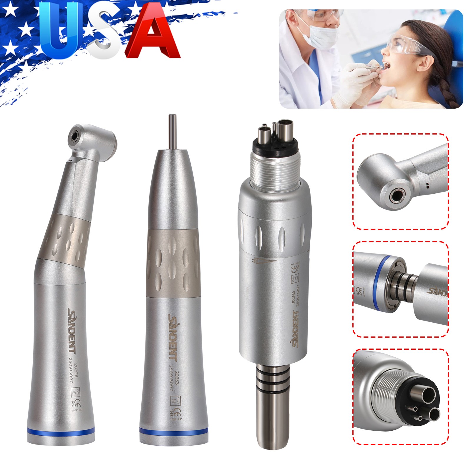10 Pcs YDA4 Dental High Speed Turbine Handpiece Push 4Hole Fit NSK PANA MAX CE