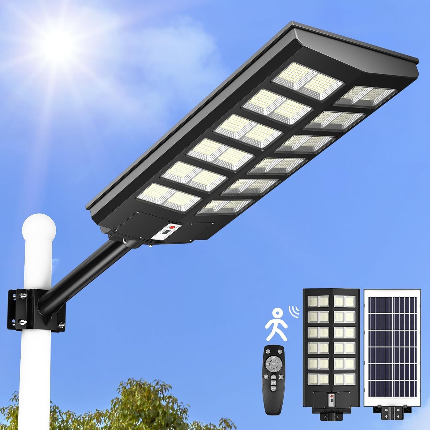 Solar Street Lights Outdoor 160000LM Waterproof IP66 For Driveway Parking Lot US
