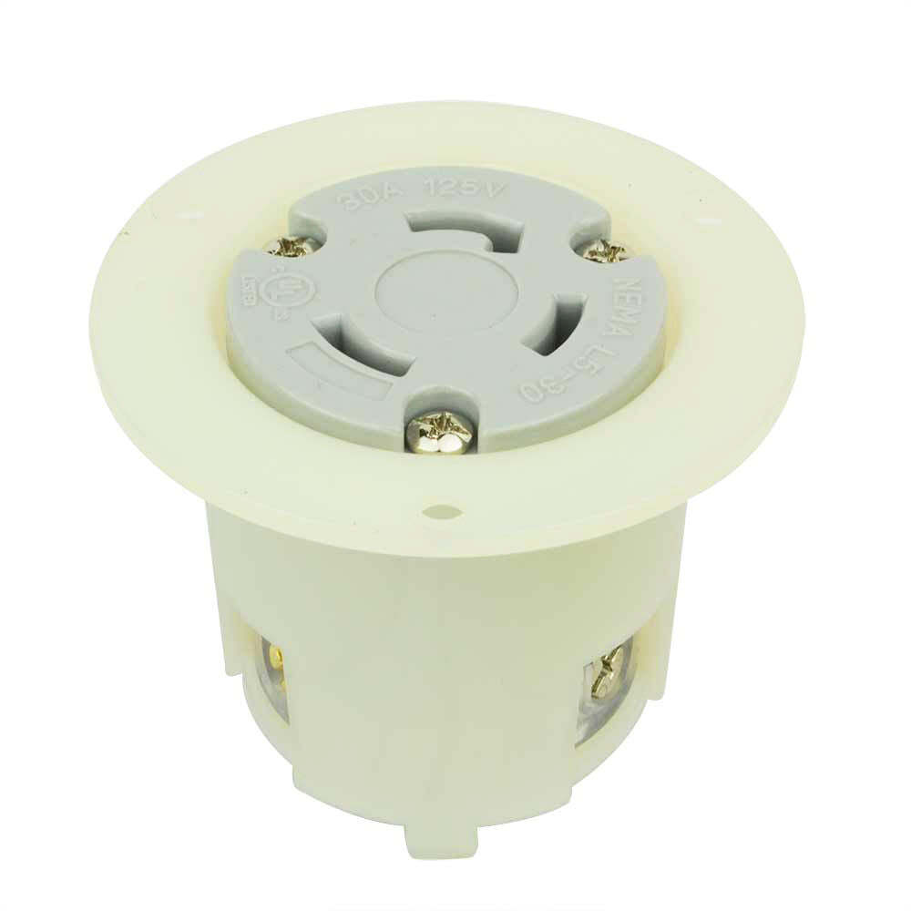 Flush Female Twist Lock Flange Receptacle 3 Wire, 30 Amps, 125V, NEMA L5-30R