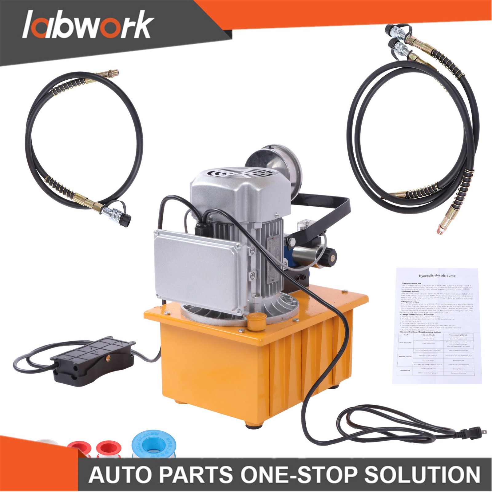 Labwork 10000 PSI Double Acting Hydraulic Pump 8L 0.7L/min 750W 110V