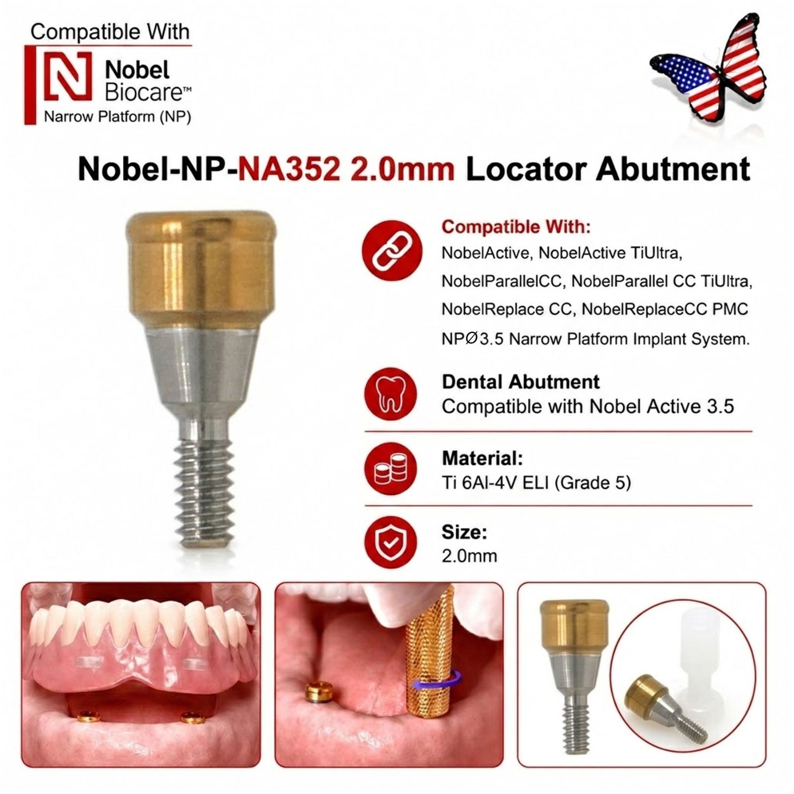 US Locator Accessory For Nobel Dental Core Implant Tool Abutment Cap Replacement