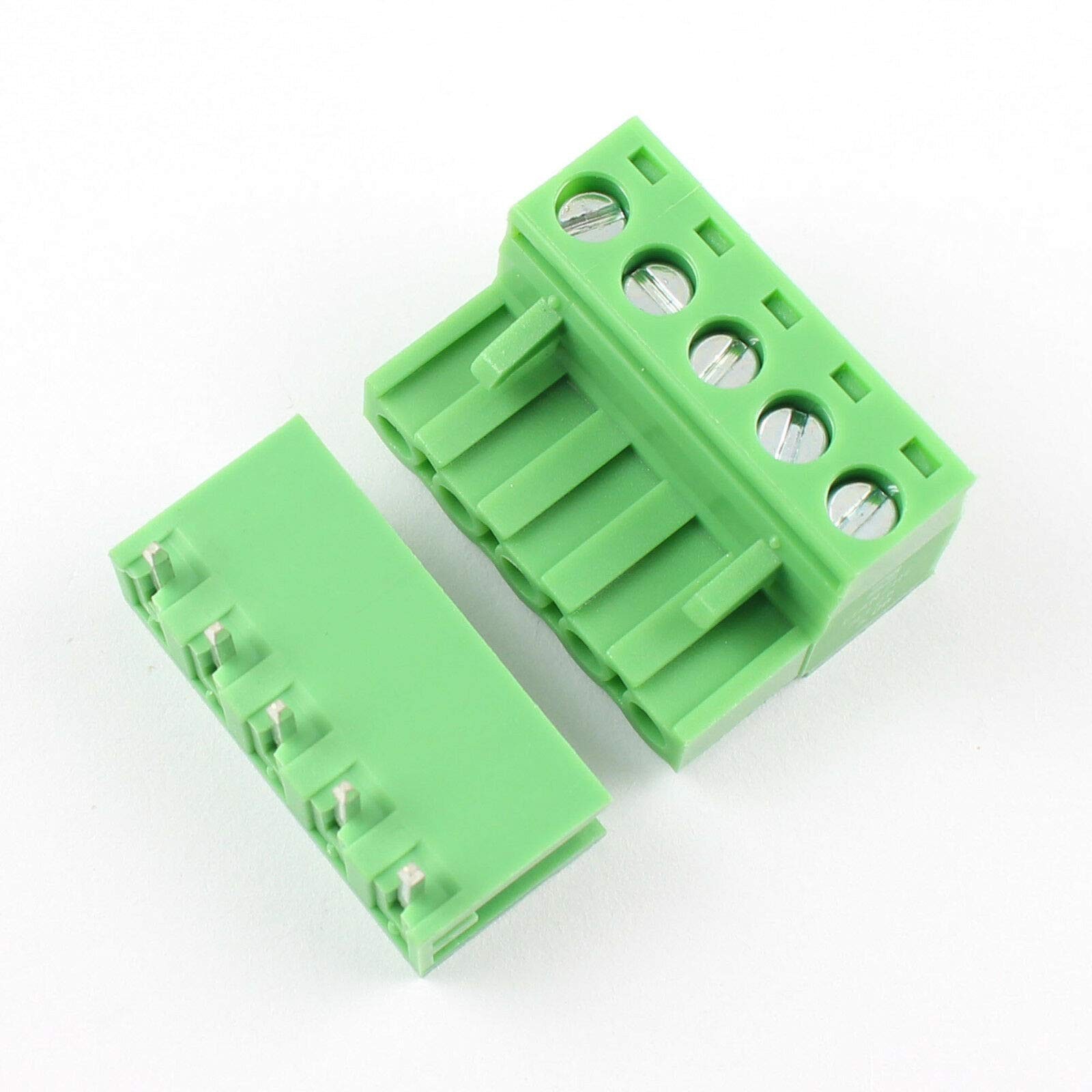 5 Sets 5-Pin Pluggable Terminal Block 5.08mm Pitch Angle Screw PCB Mount