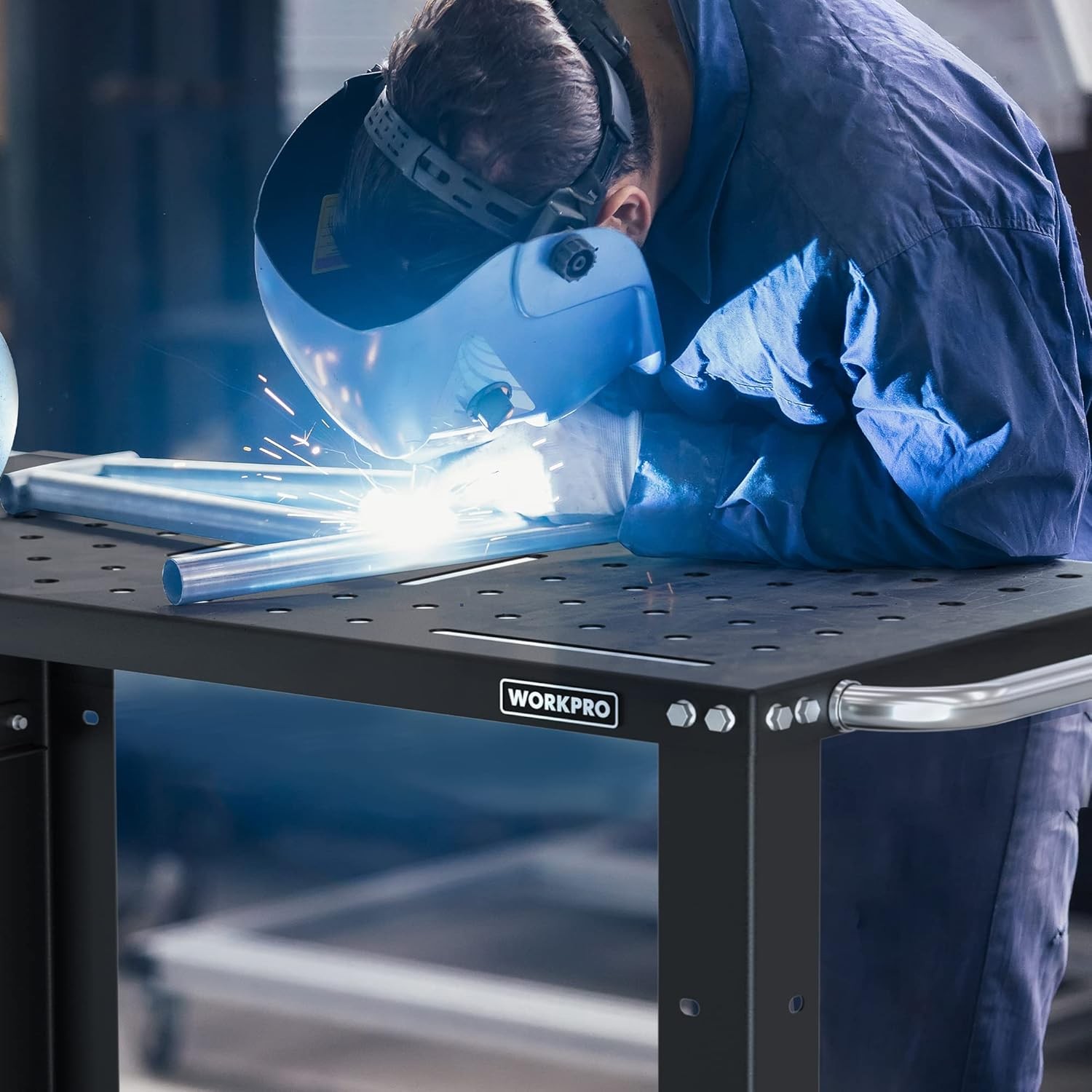 WORKPRO 36″×18″ Welding Table 1200 lbs Load Capacity 5/8″ Hole Welding Workbench