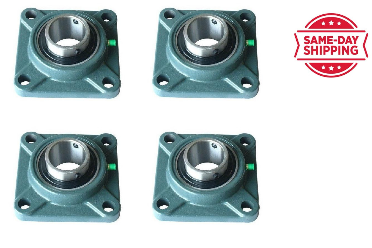 BGR (4 PCS) UCF 205-16 Pillow Block Flange Bearing 1″ Bore 4 Bolt Solid Based