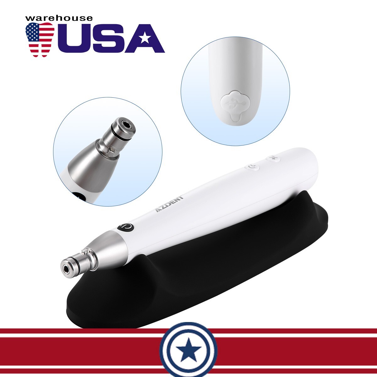 Cordless AZ Dental Electric Hygiene Prophy Handpiece 360° Swivel+2 Prophy Angles
